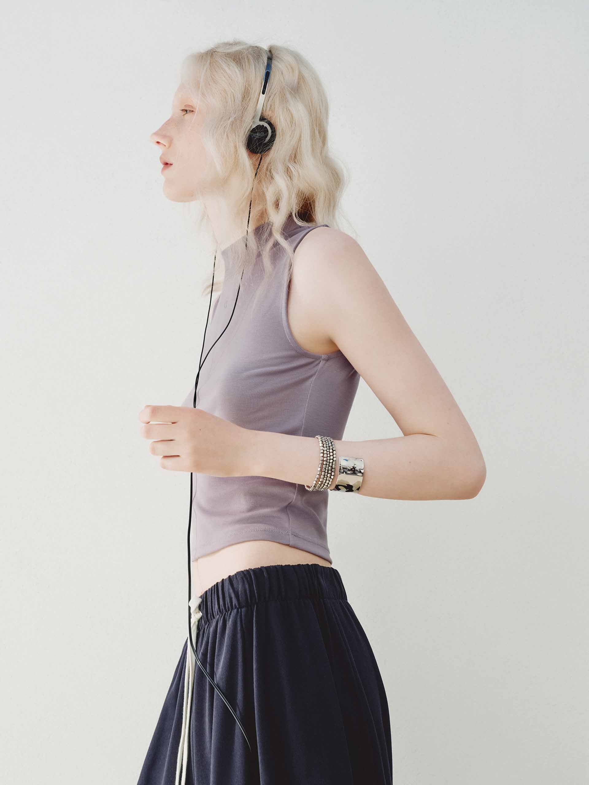 Cropped Stand Collar Top - Image 6
