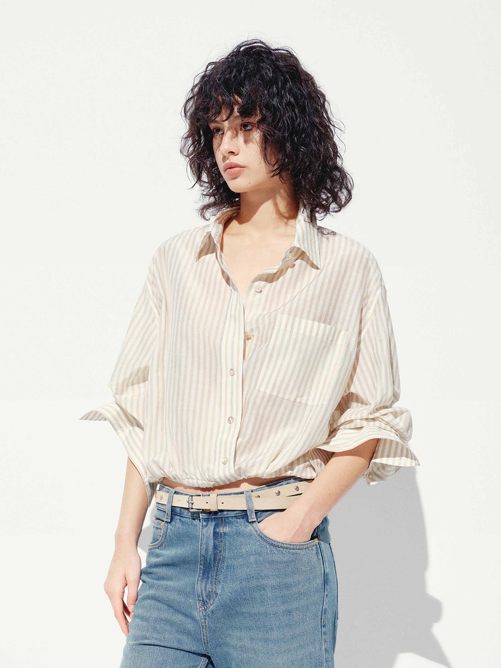 Cropped Striped Blouse - Image 3
