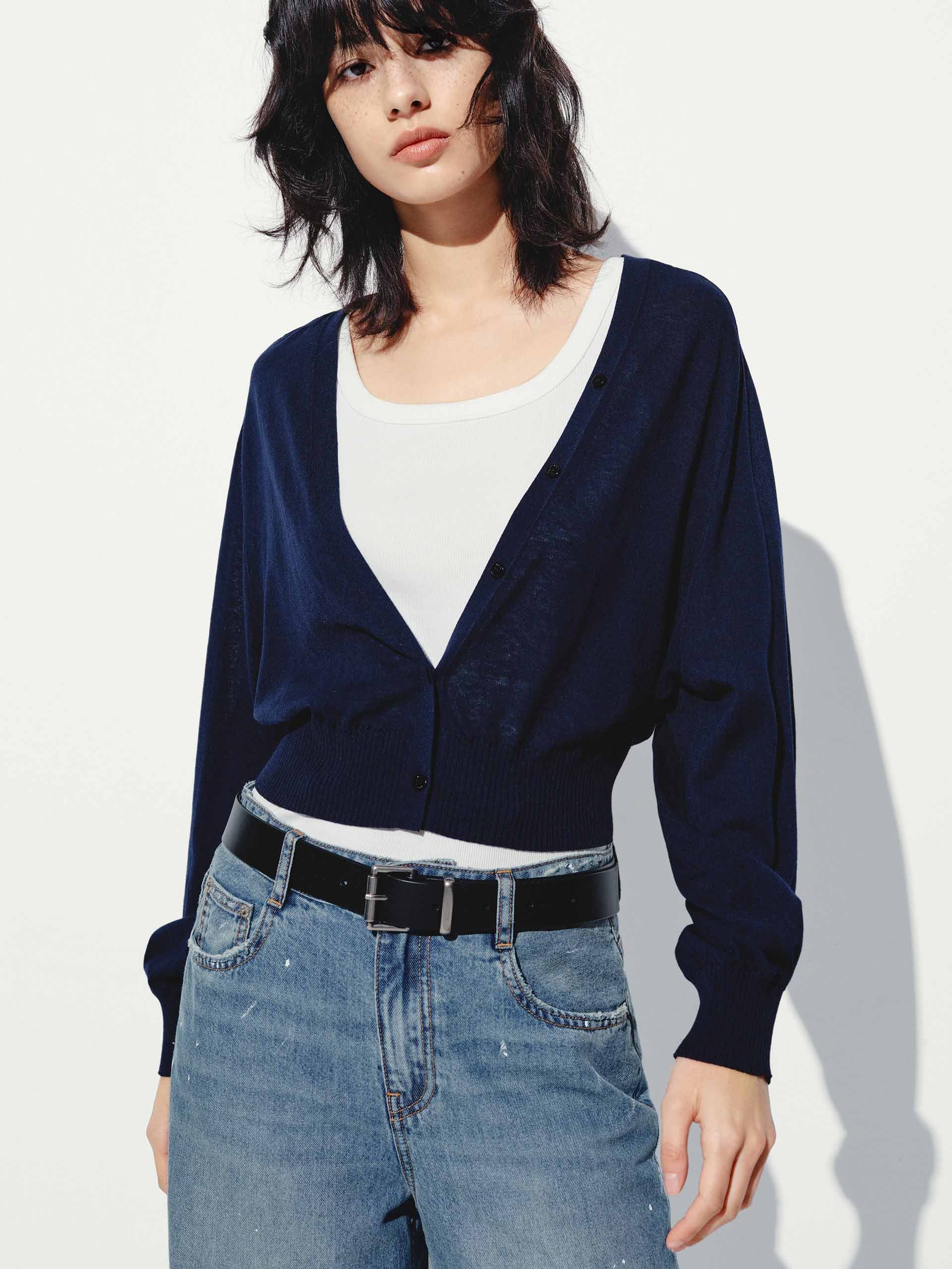 Cropped V-neck Cotton Wool Cardigan - Image 15