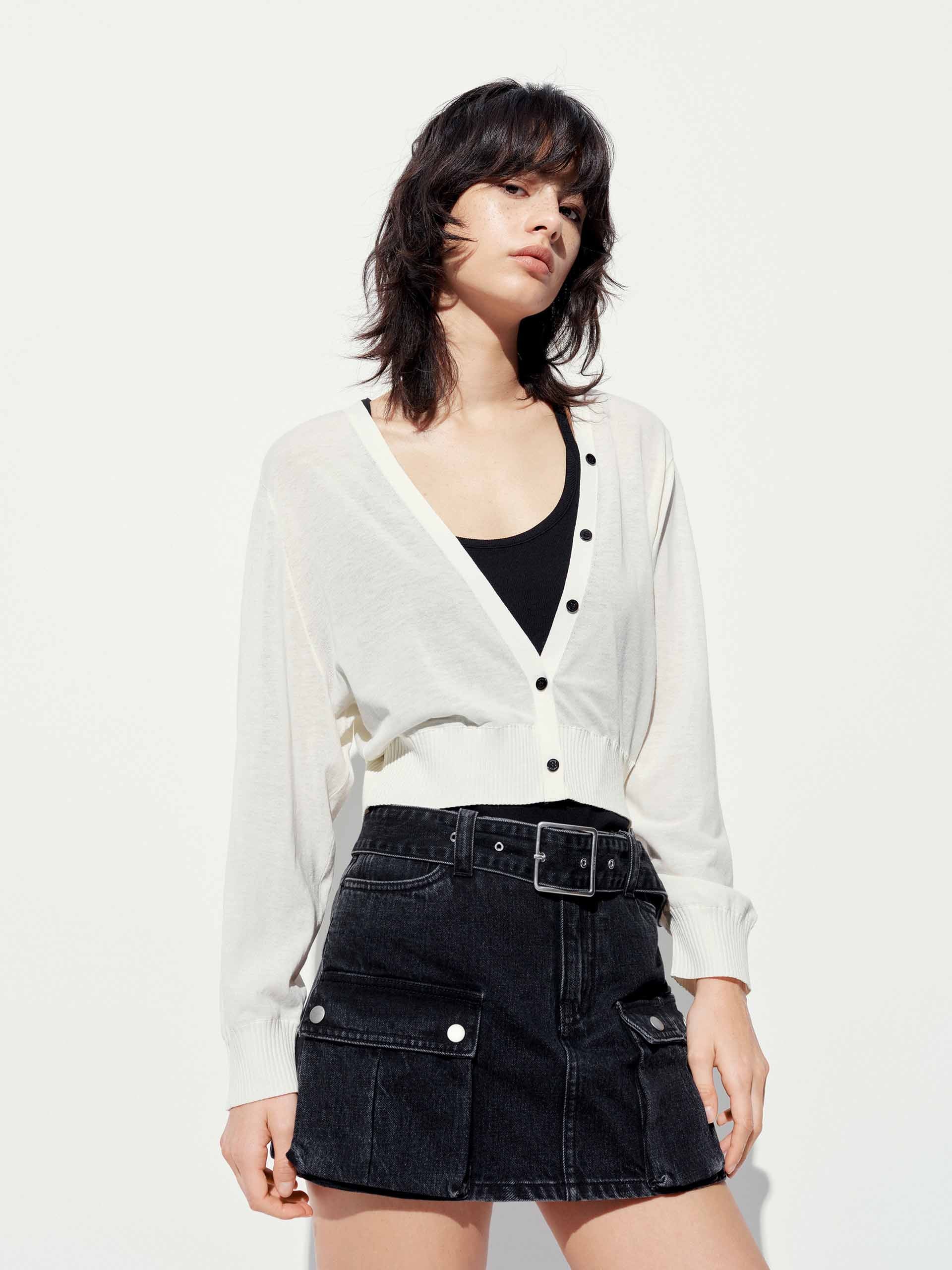Cropped V-neck Cotton Wool Cardigan - Image 6