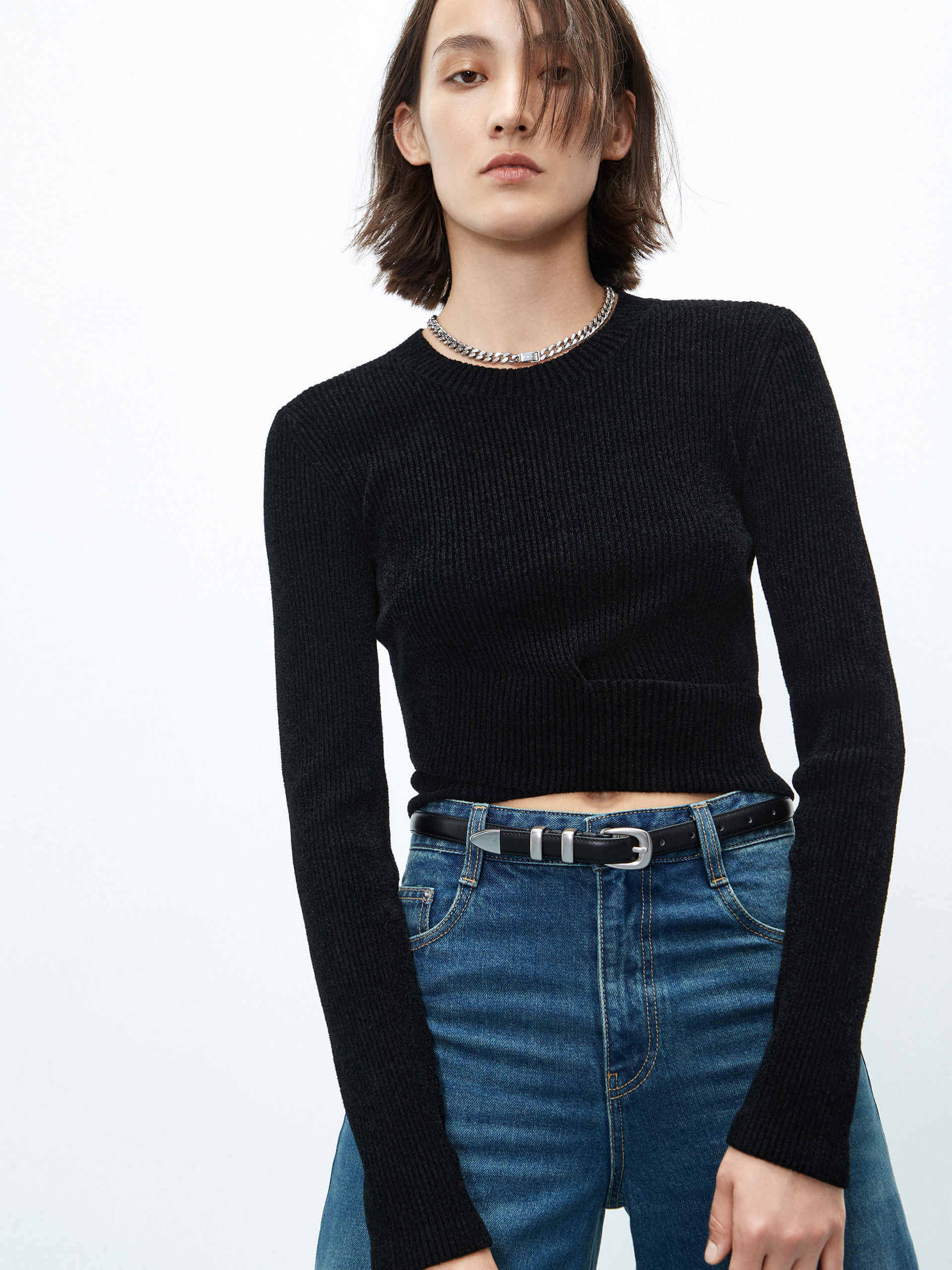 Cross Front Ribbed Knit Top - Image 14