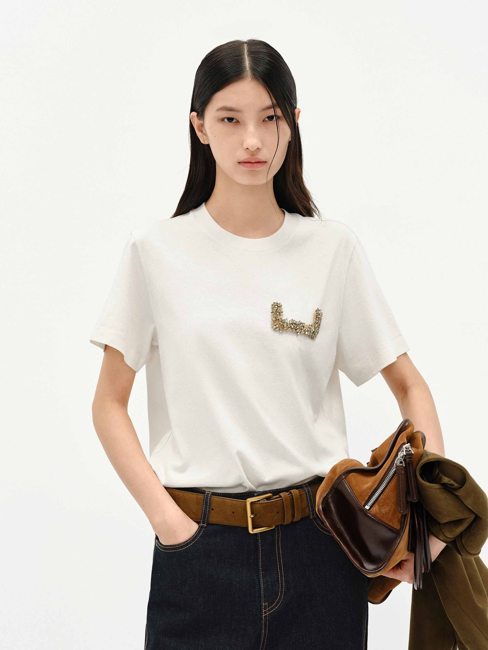 Crystal Detail Cotton T-shirt
