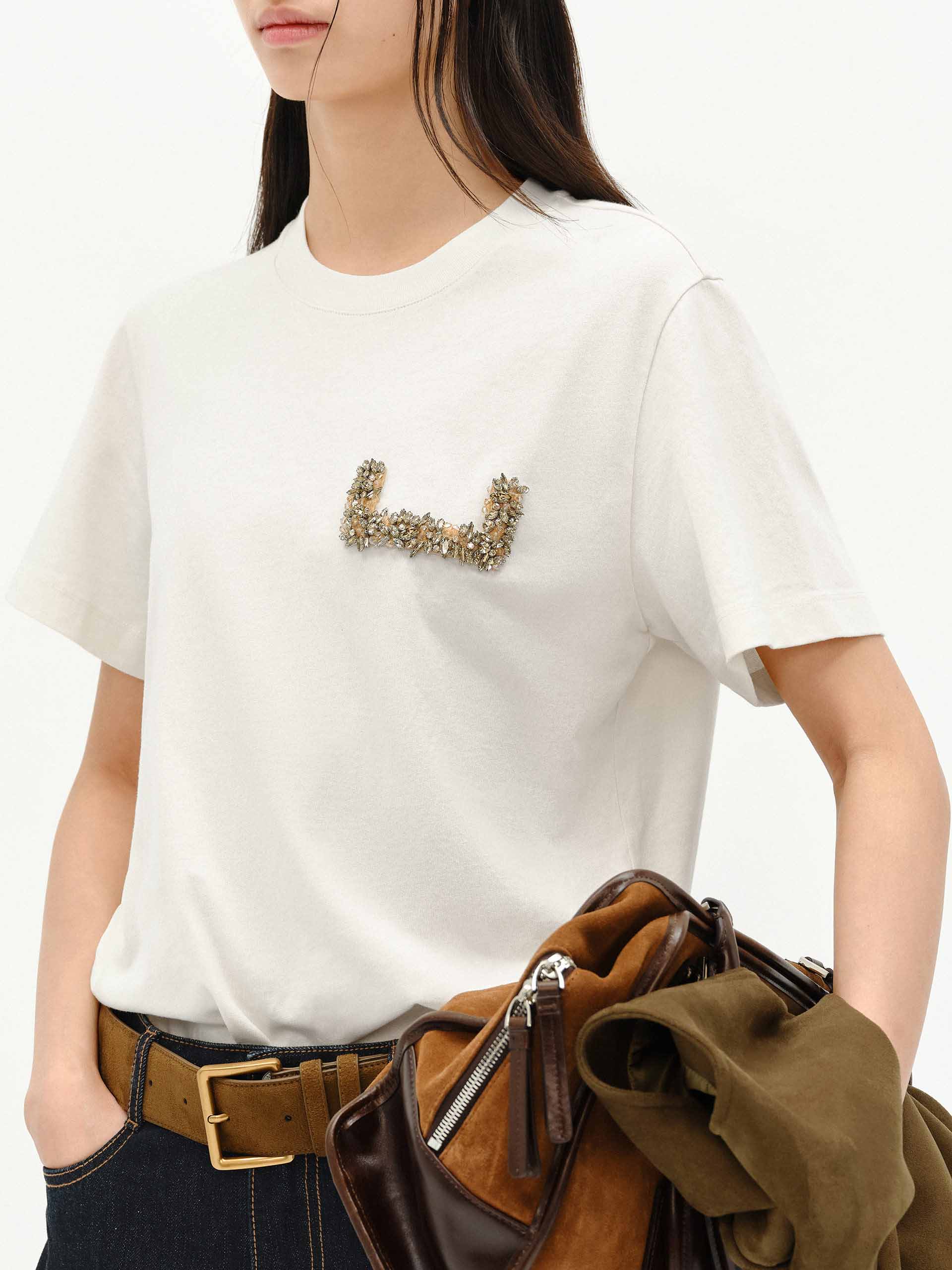 Crystal Detail Cotton T-shirt - Image 3