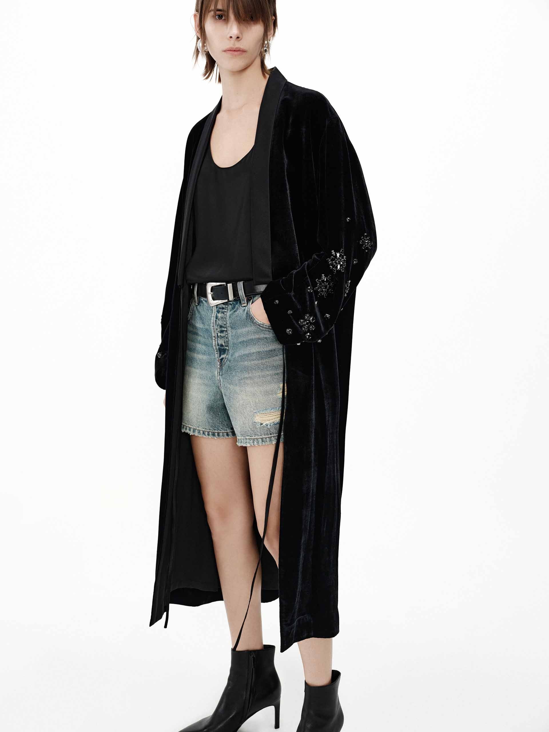 Crystal Detail Velvet Coat - Image 2