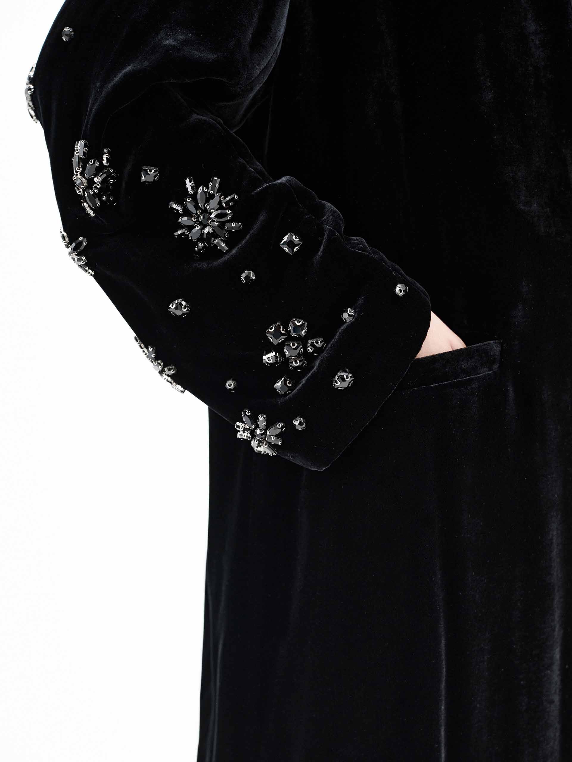 Crystal Detail Velvet Coat - Image 3