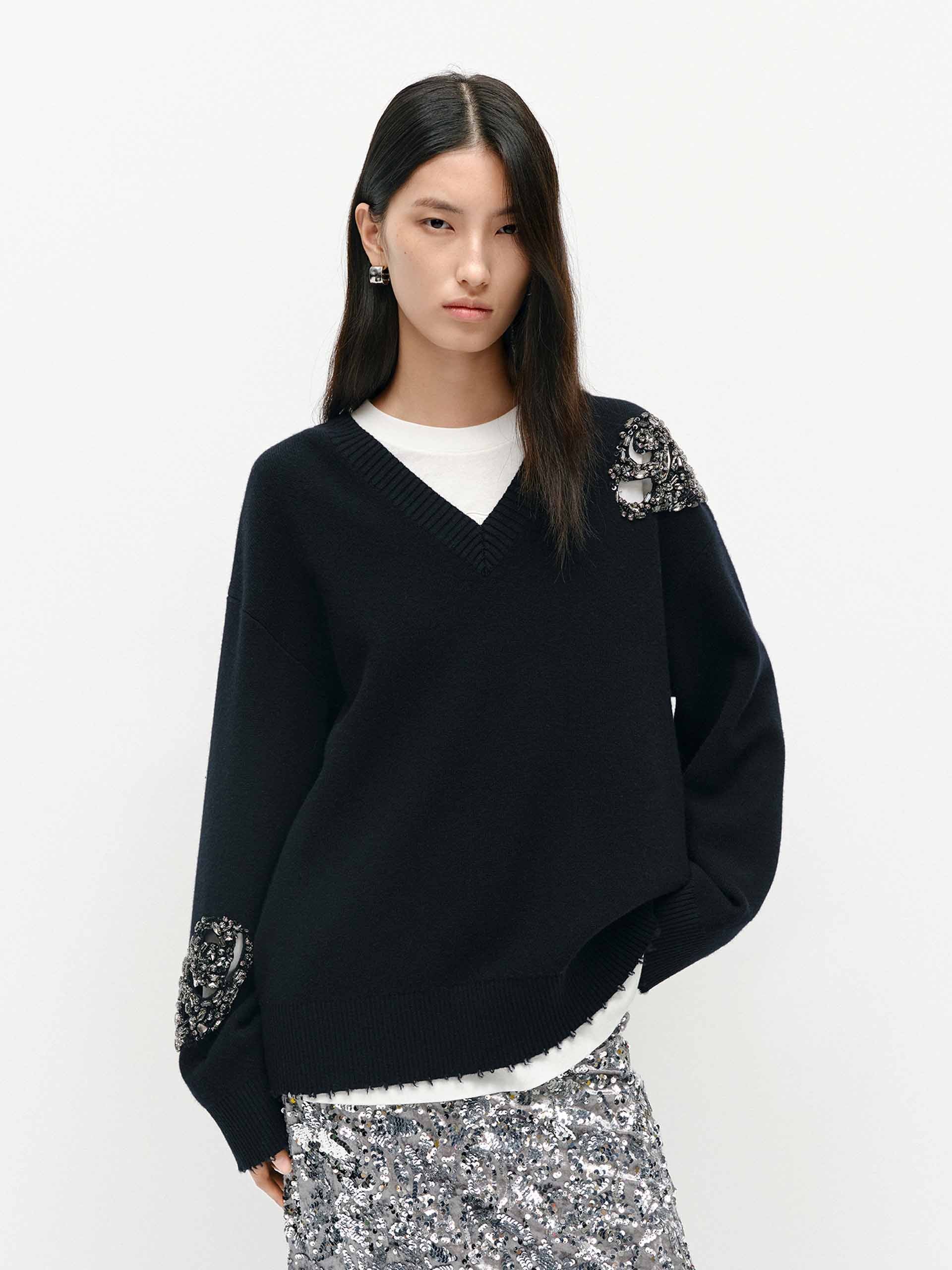 Crystal Detail Wool Sweater