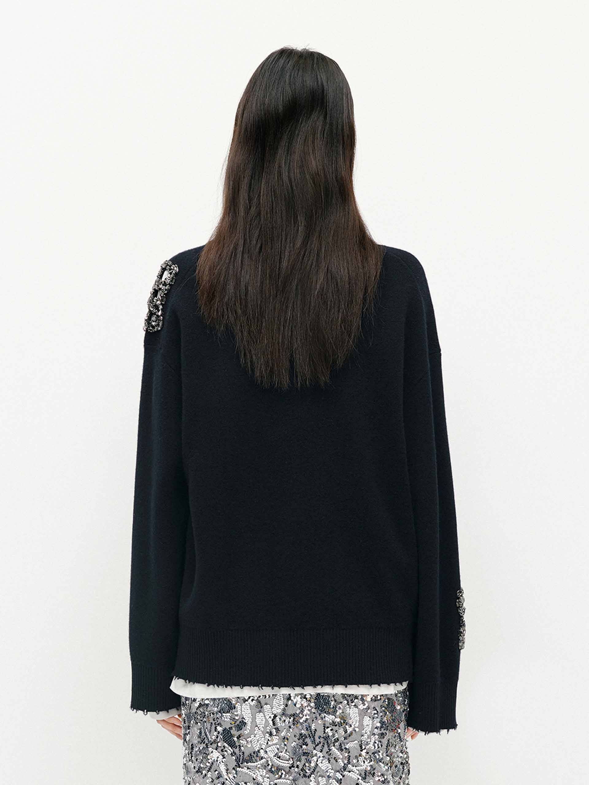 Crystal Detail Wool Sweater - Image 6