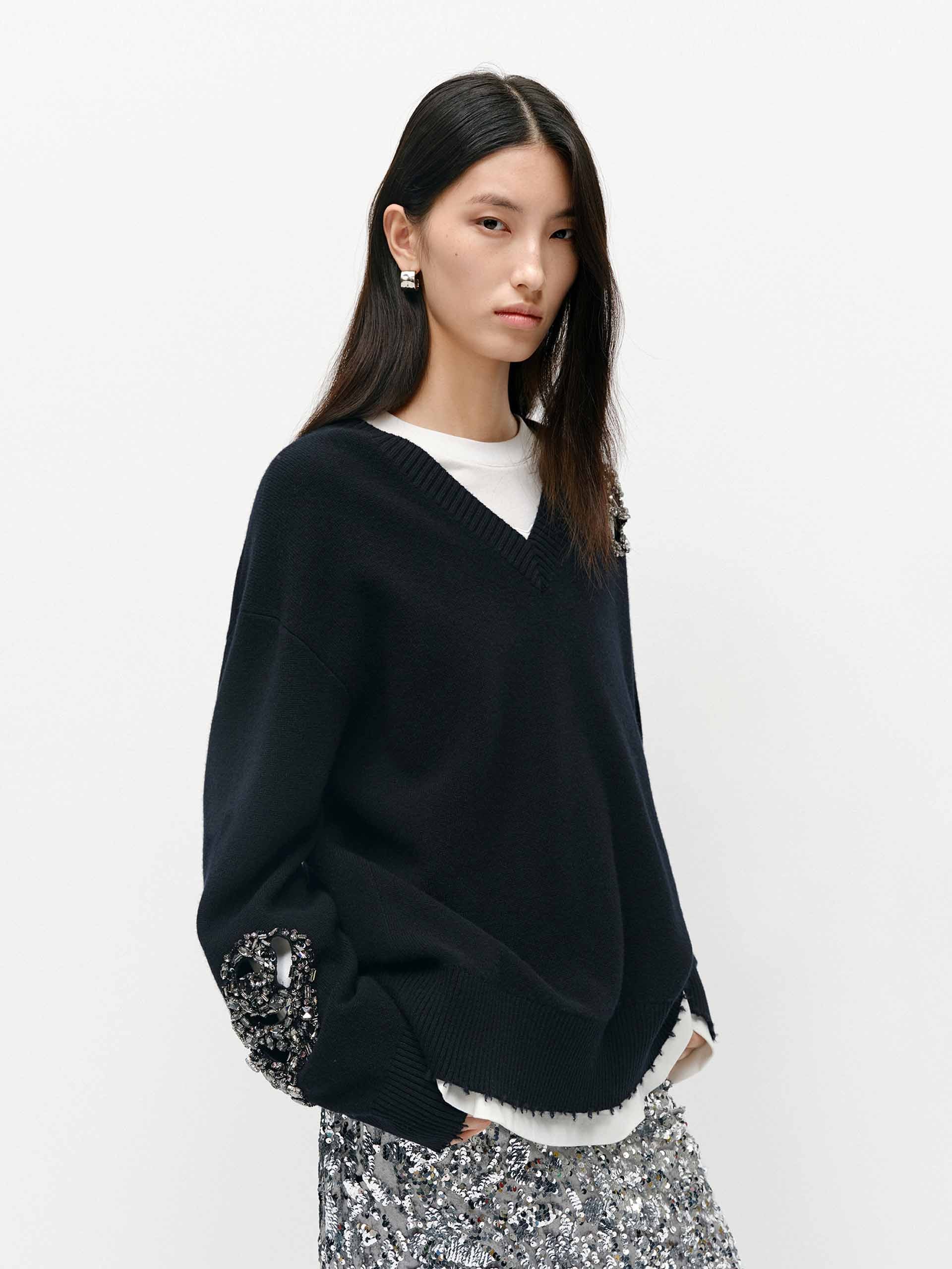 Crystal Detail Wool Sweater - Image 8