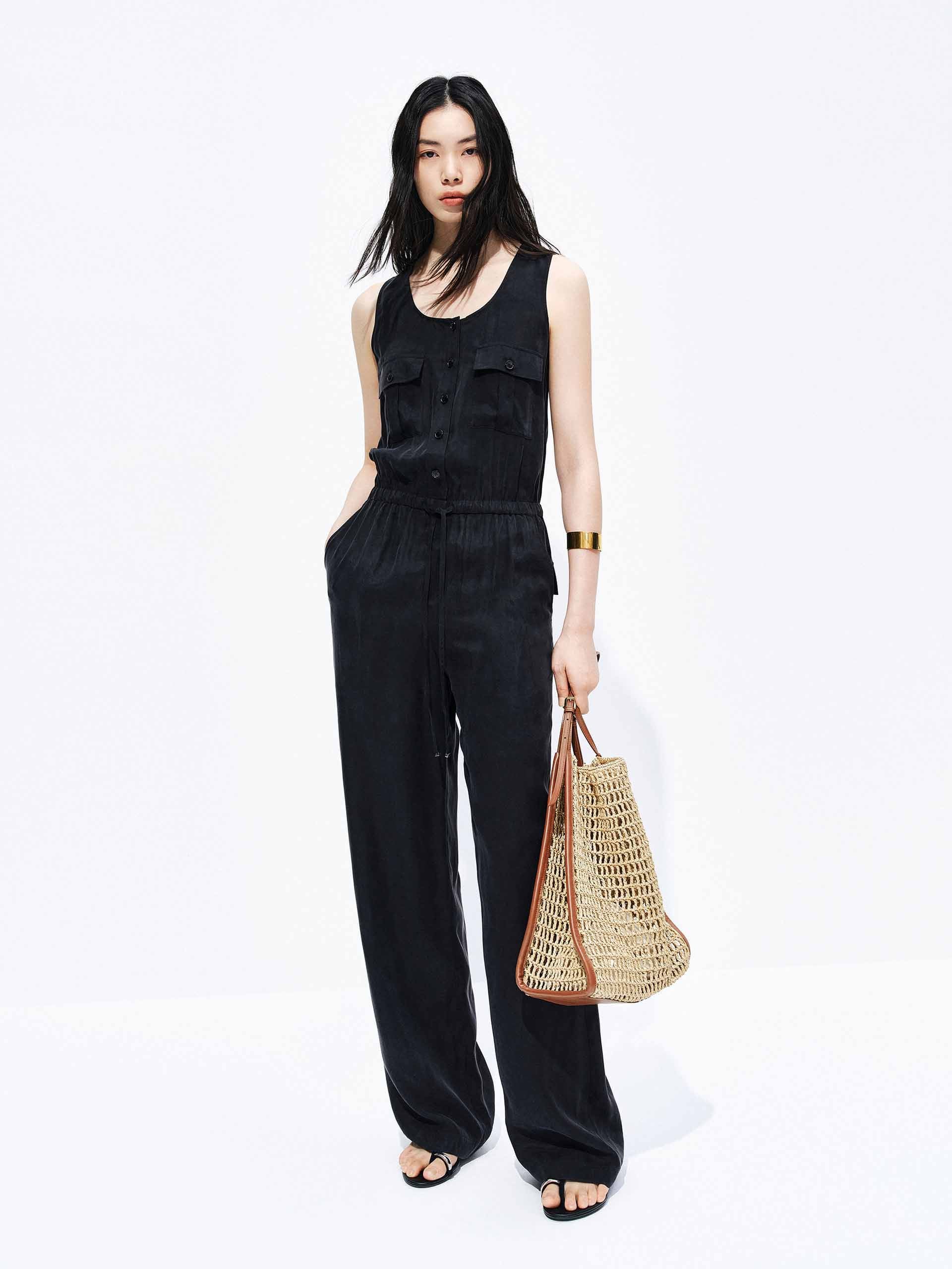 Cupro Blend Sleeveless Jumpsuit