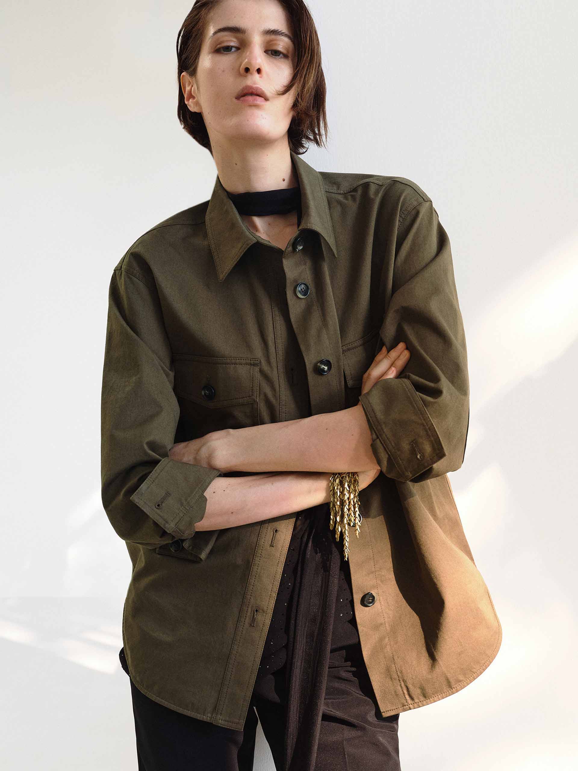 Curved Hem Cotton Jacket