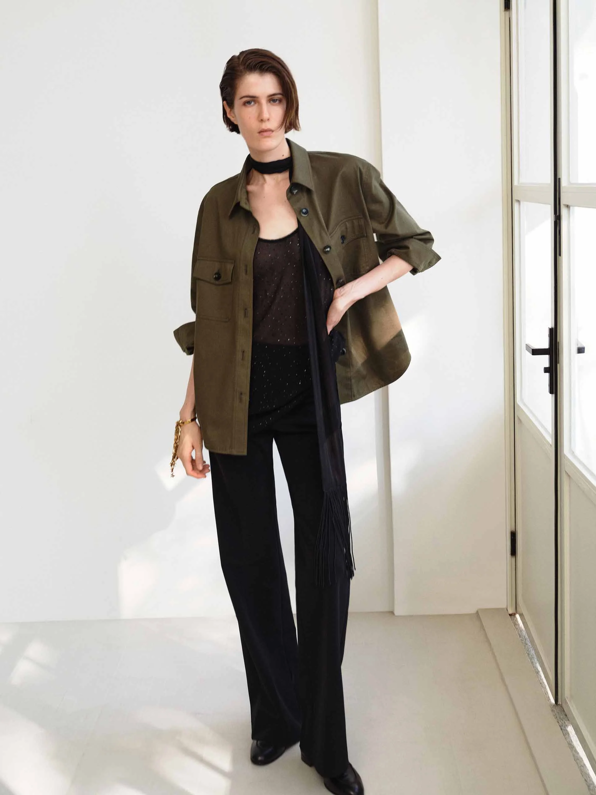 Curved Hem Cotton Jacket - Image 2
