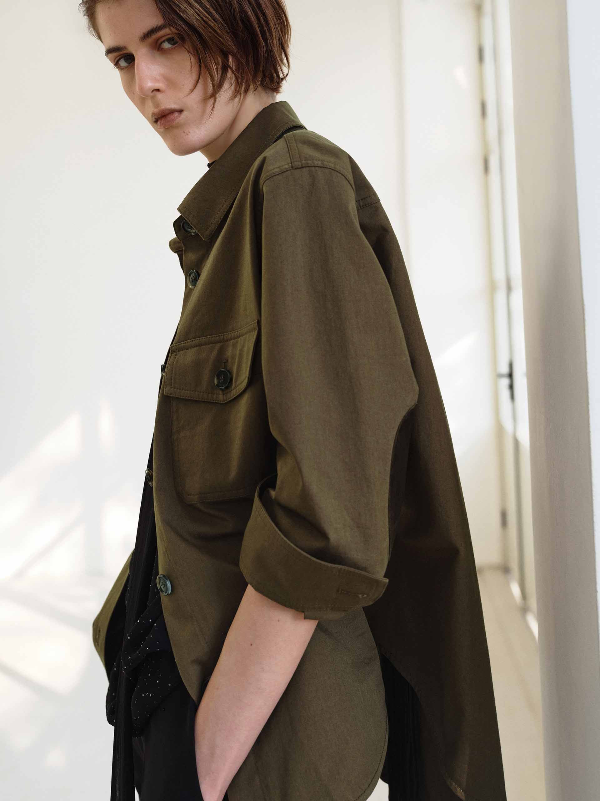 Curved Hem Cotton Jacket - Image 6
