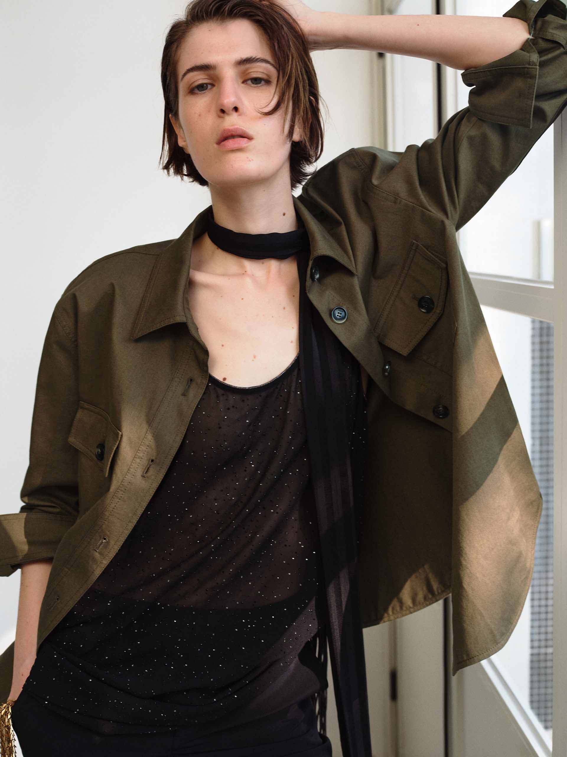 Curved Hem Cotton Jacket - Image 7