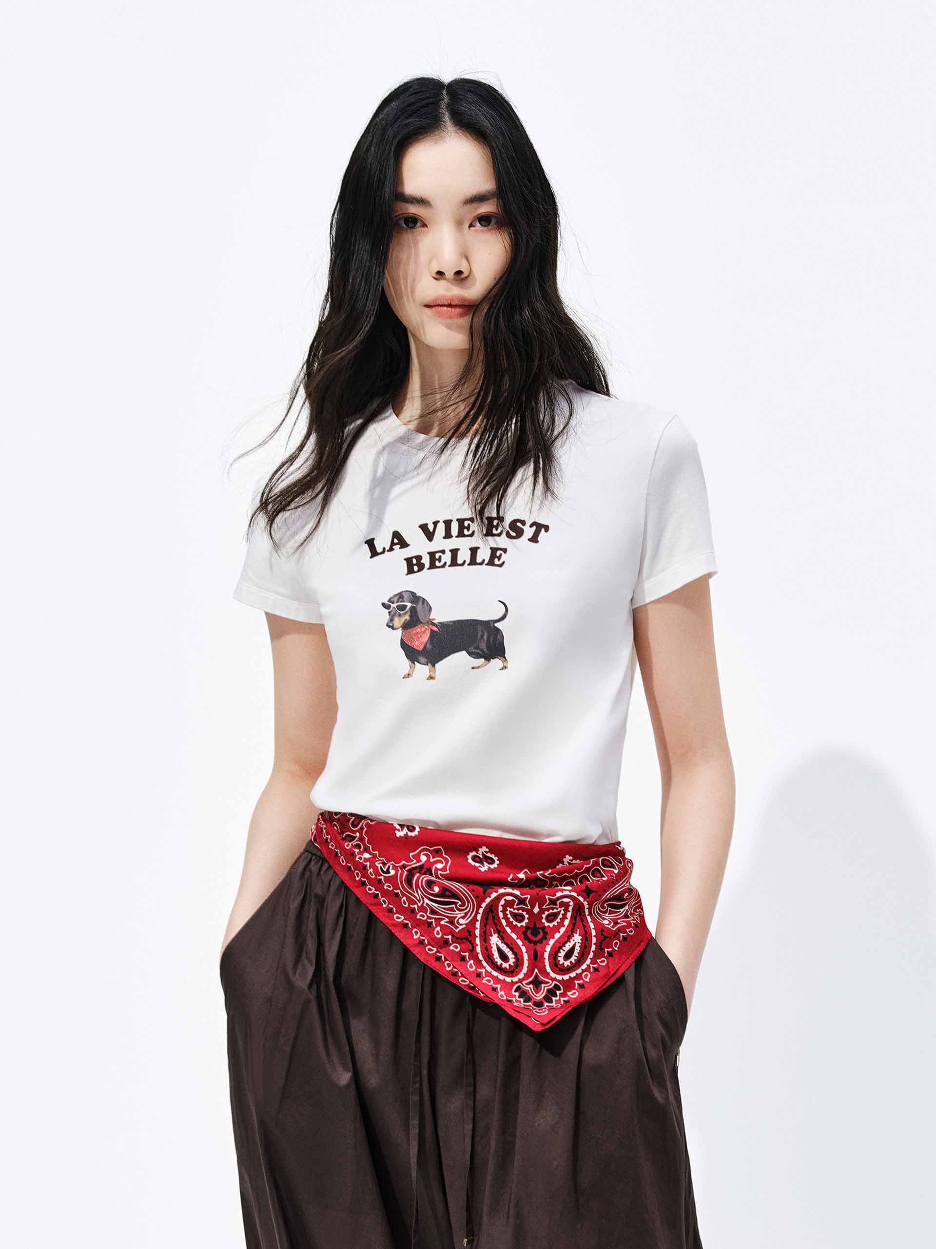 Cute Pet Print Cotton T-Shirt