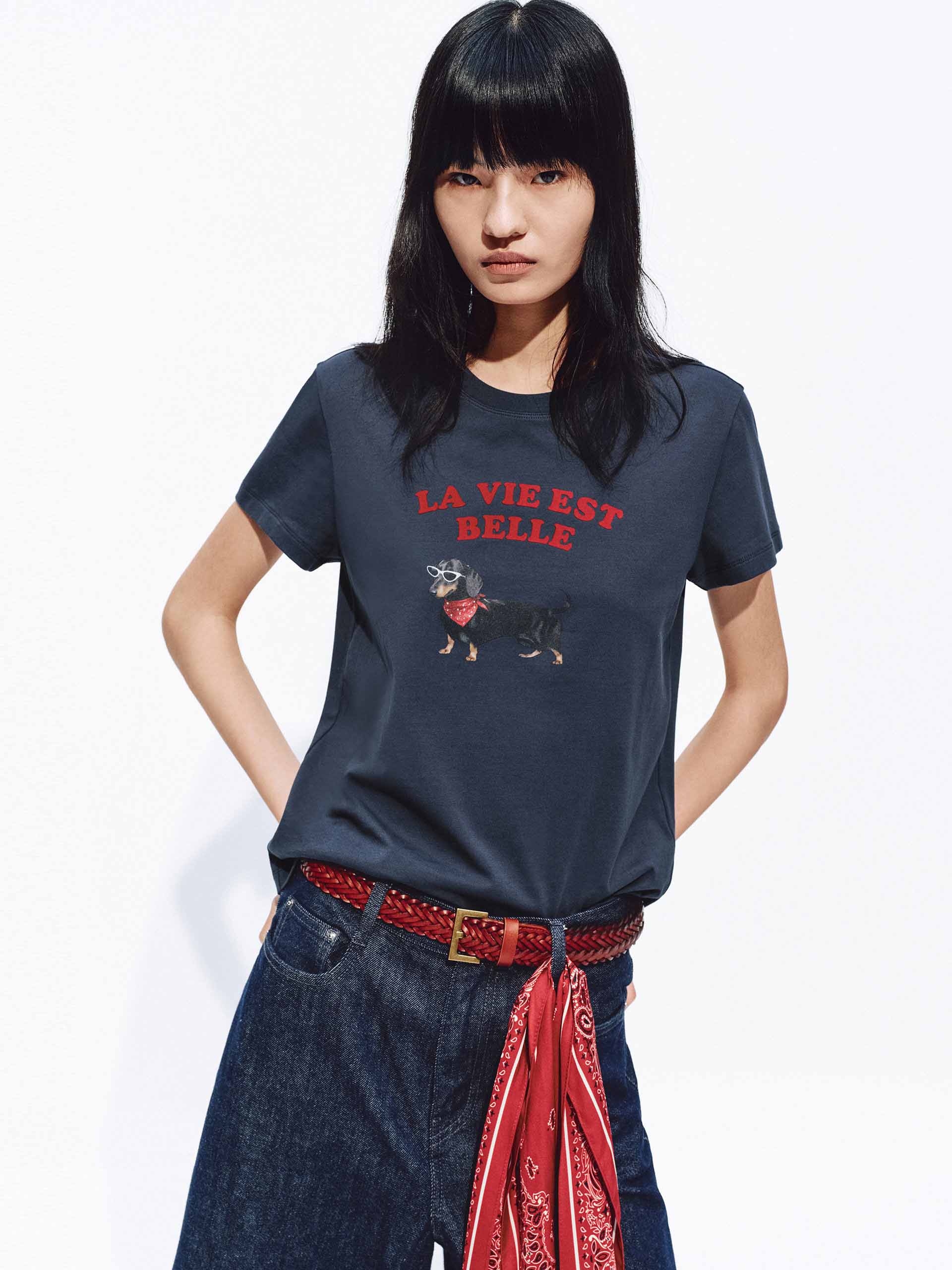 Cute Pet Print Cotton T-Shirt - Image 16