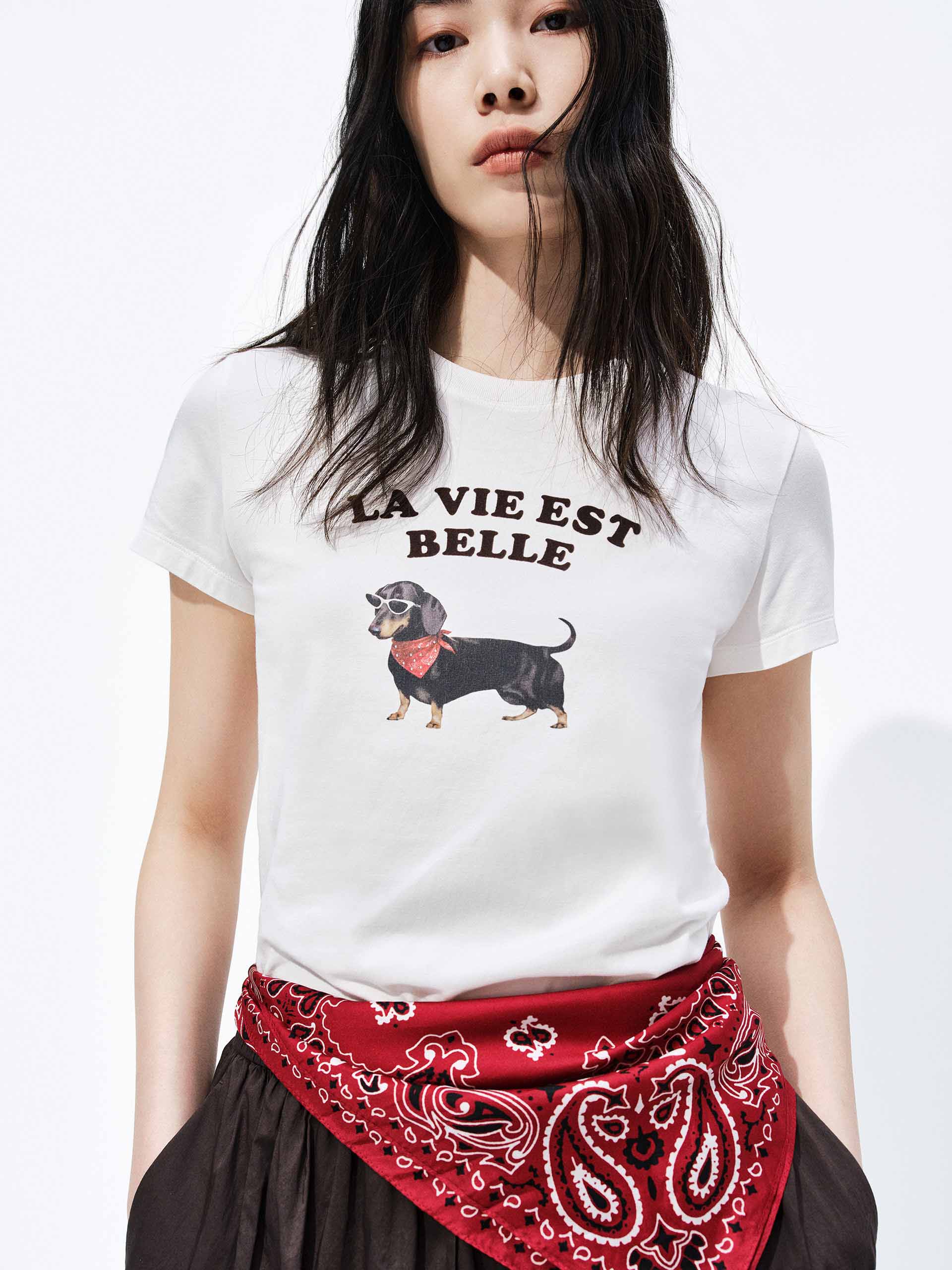 Cute Pet Print Cotton T-Shirt - Image 8