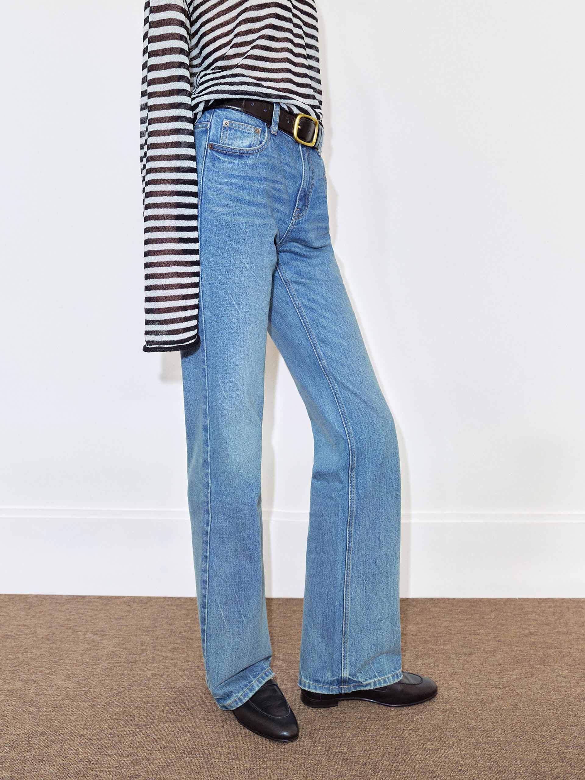 Distressed Cotton Flared Jeans - Image 7