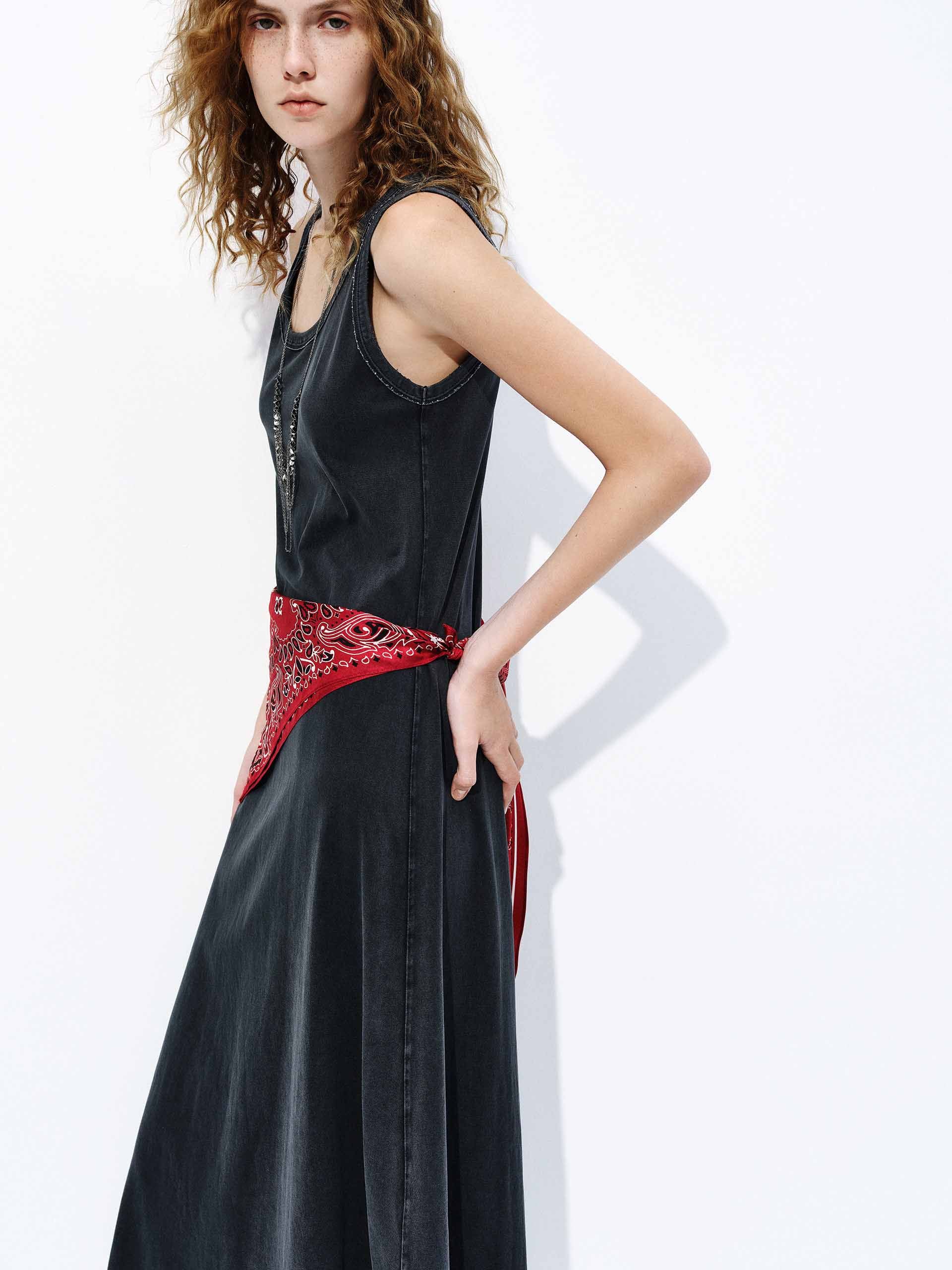 Distressed Cotton Tank Dress - Image 7