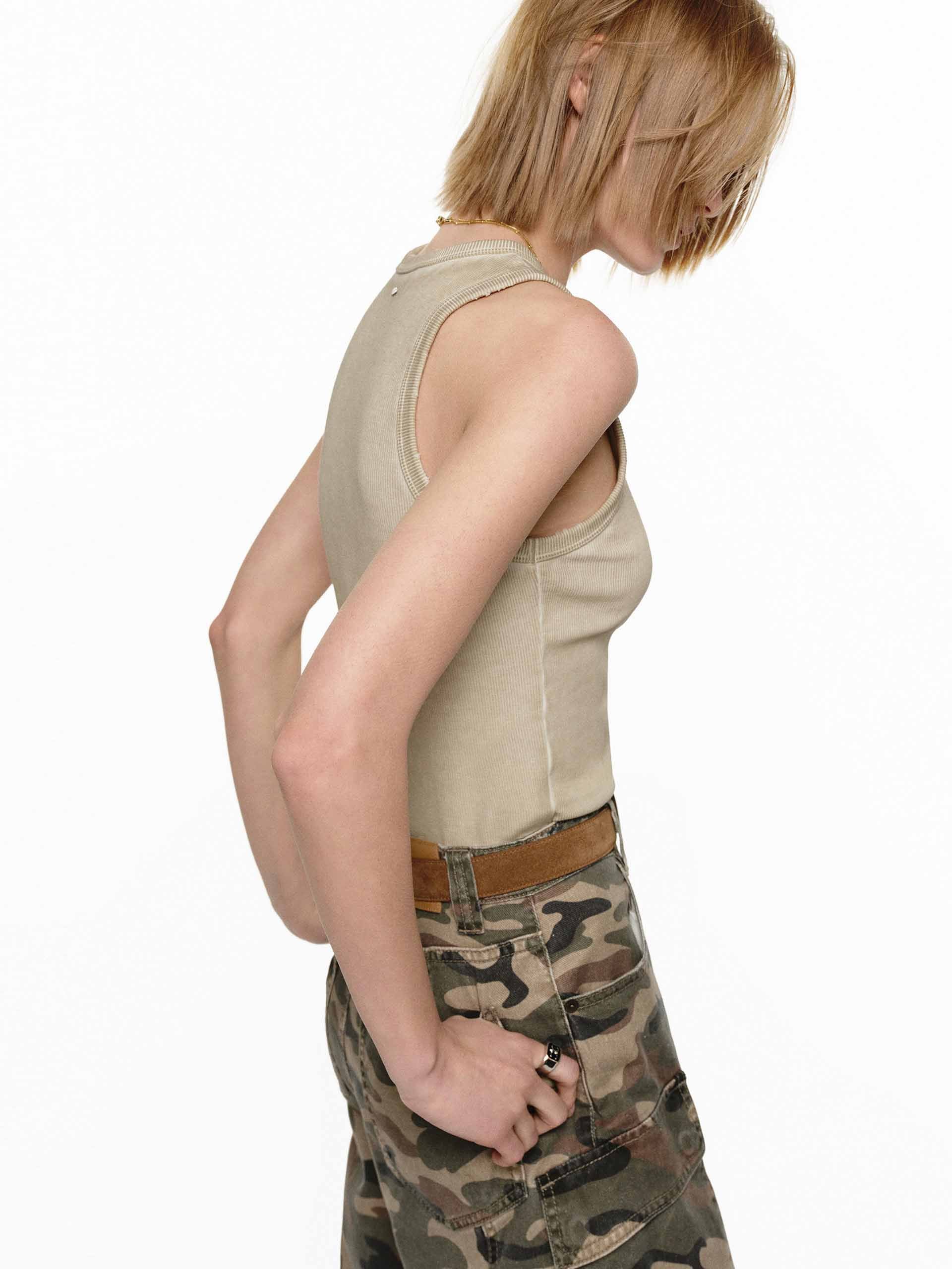 Distressed Detail Cotton Tank - Image 3