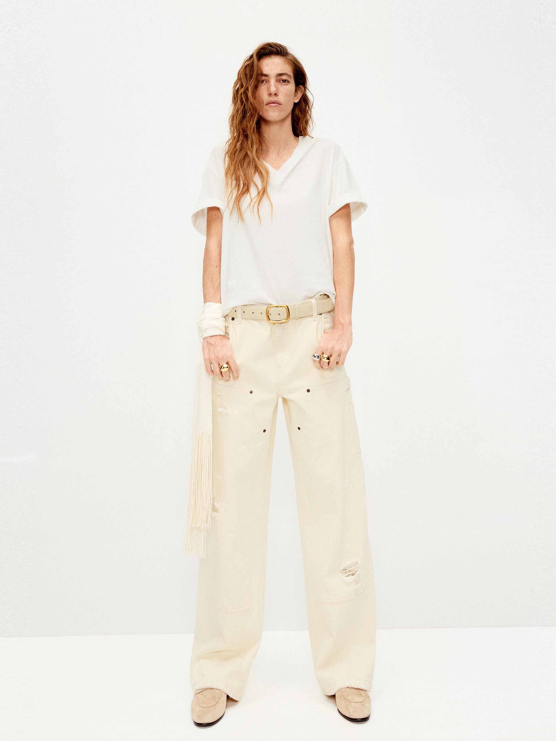 Distressed Raw Hem Cotton Jeans - Image 2
