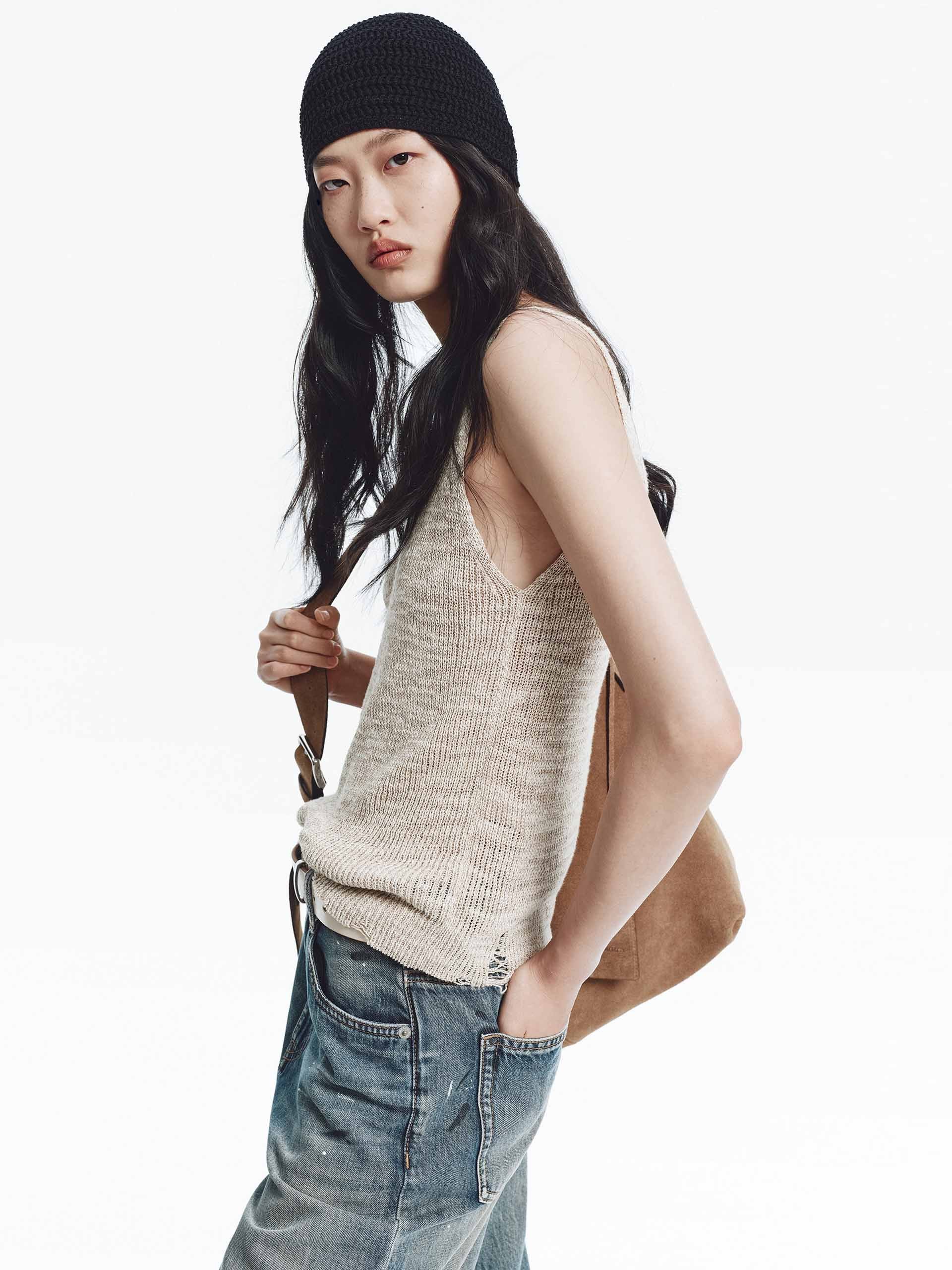 Distressed V-neck Knit Top - Image 6