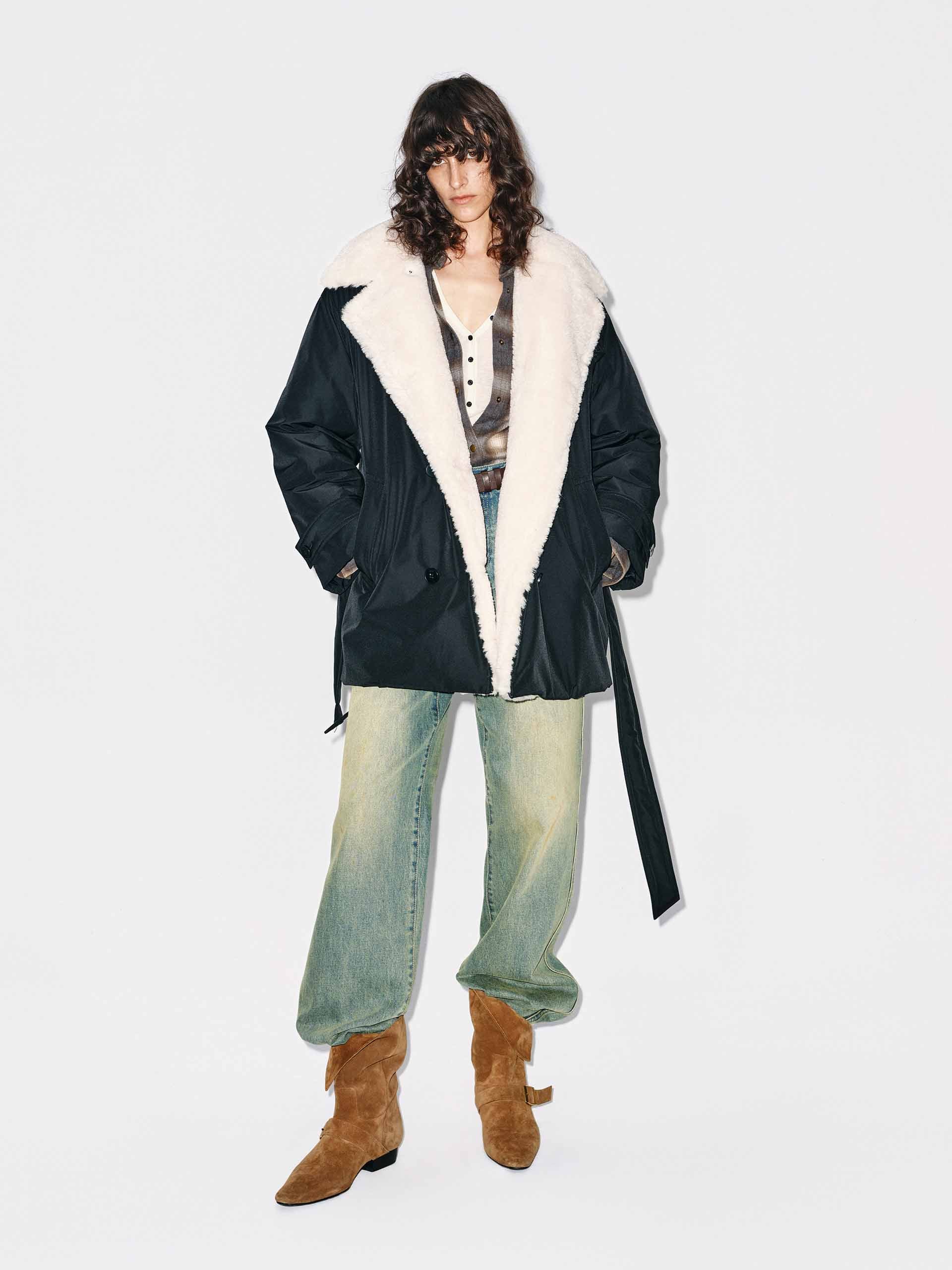 Double Breasted Belted Down Jacket - Image 2