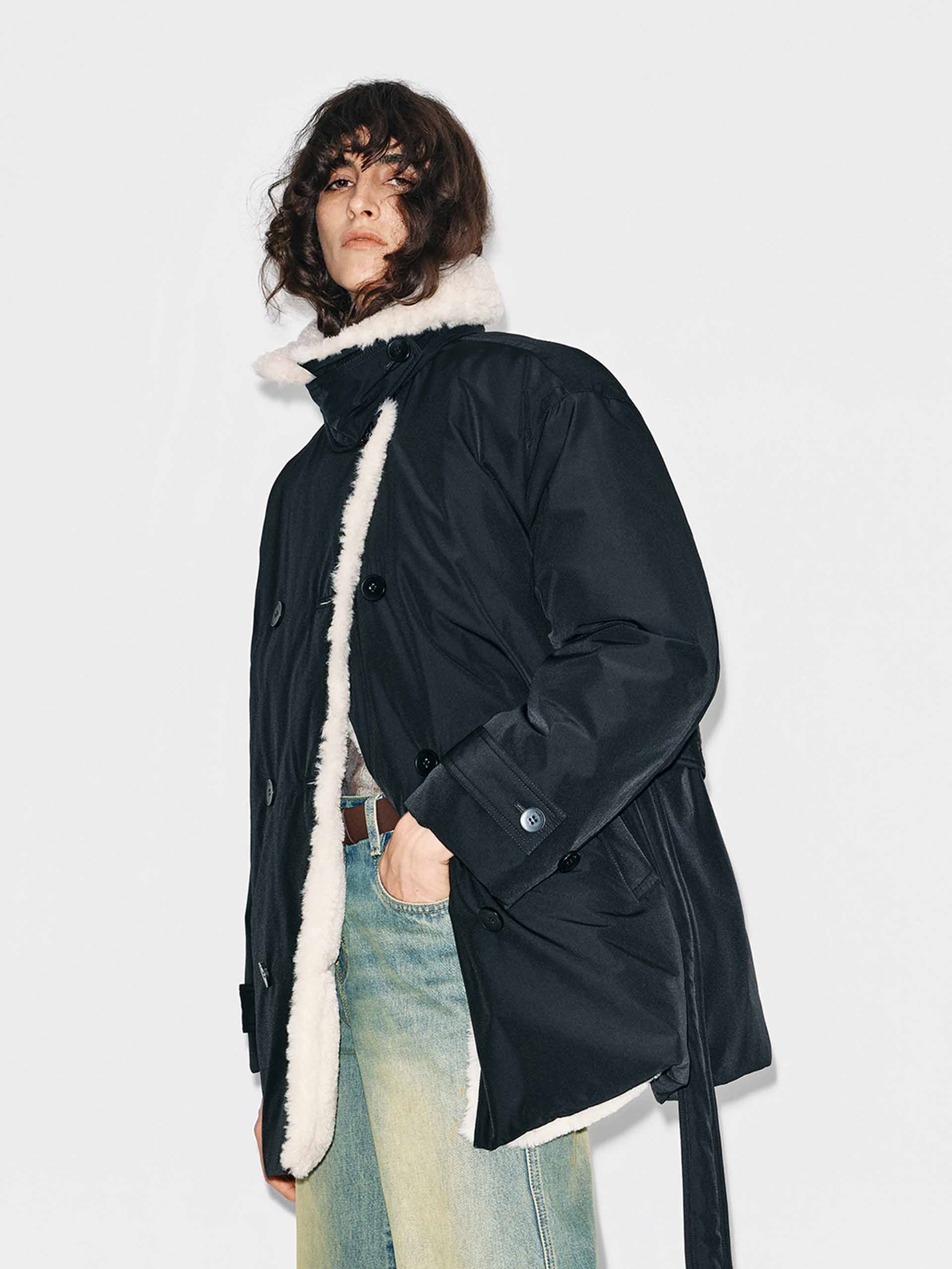 Double Breasted Belted Down Jacket - Image 3
