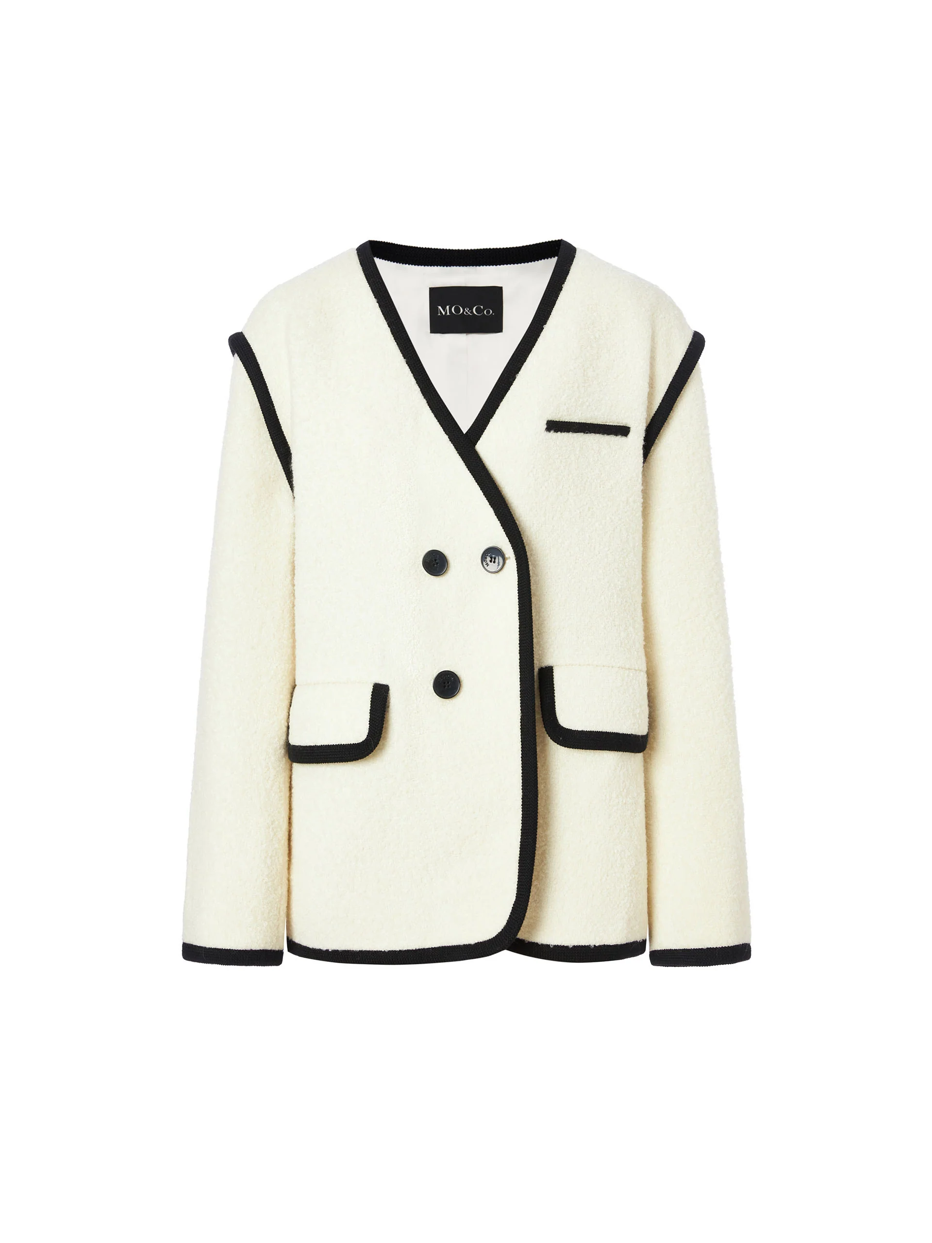 Double Breasted Contrast Midi Coat - Image 12