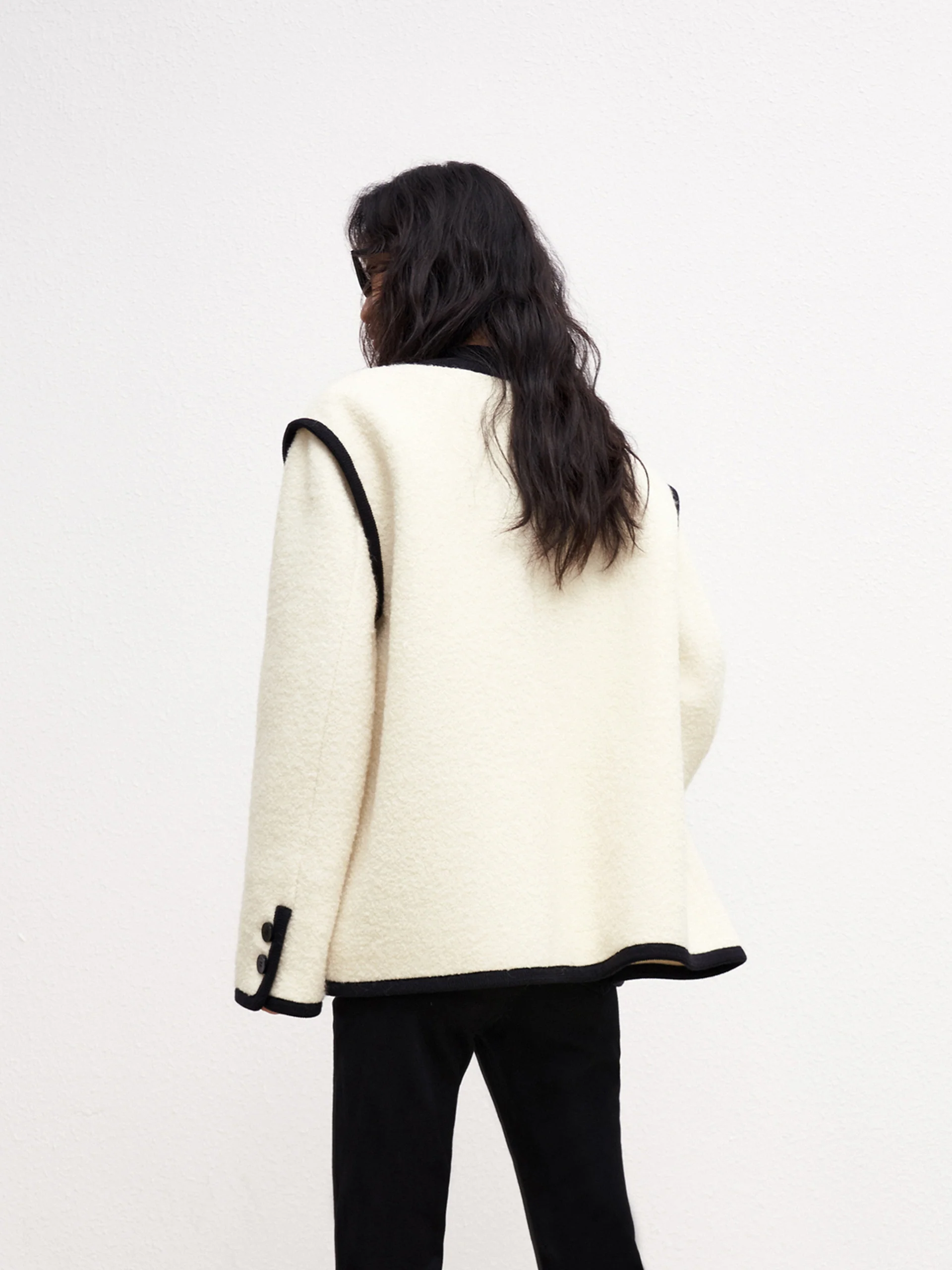 Double Breasted Contrast Midi Coat - Image 7