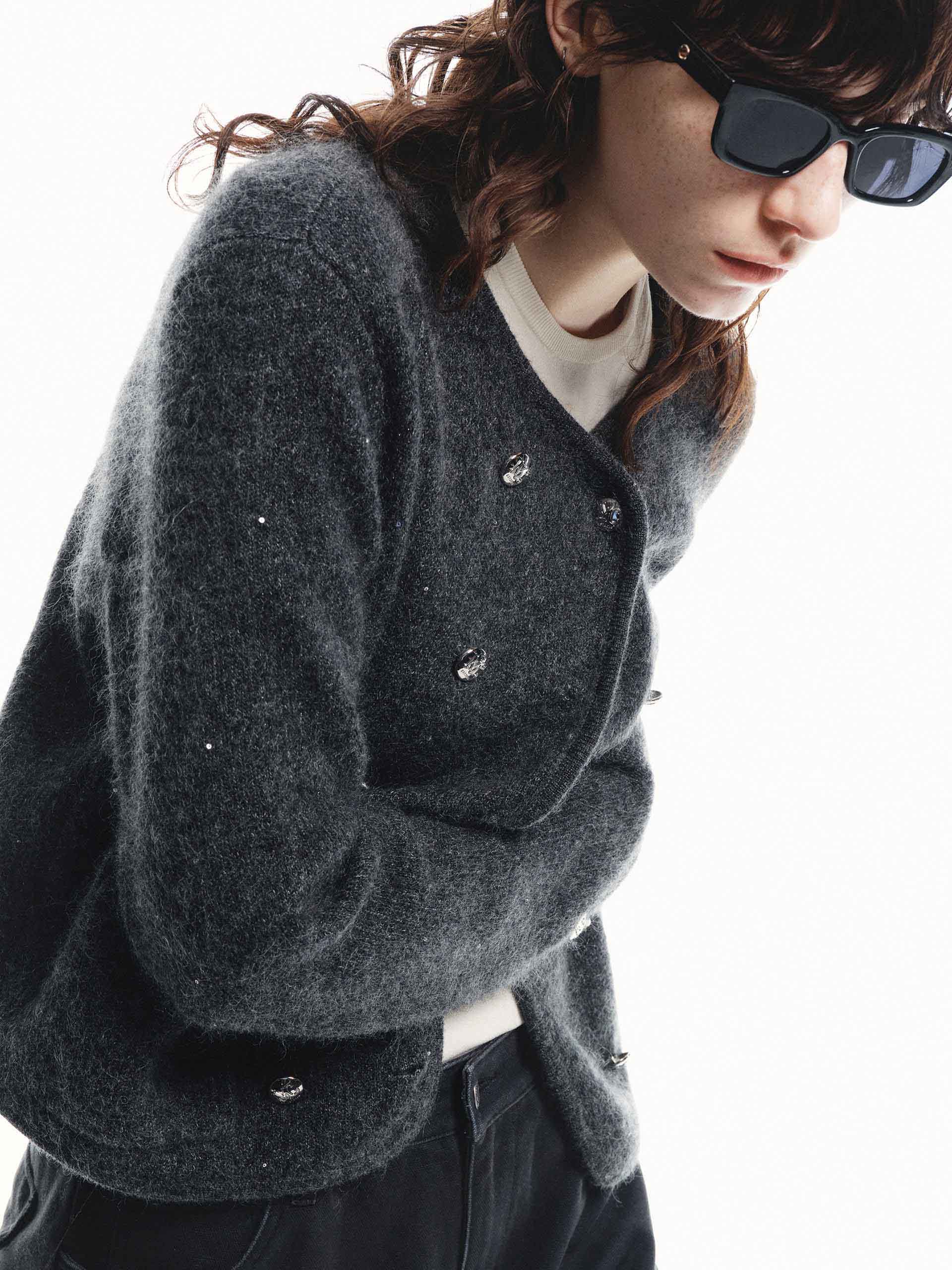 Double Breasted Cropped Cardigan - Image 6