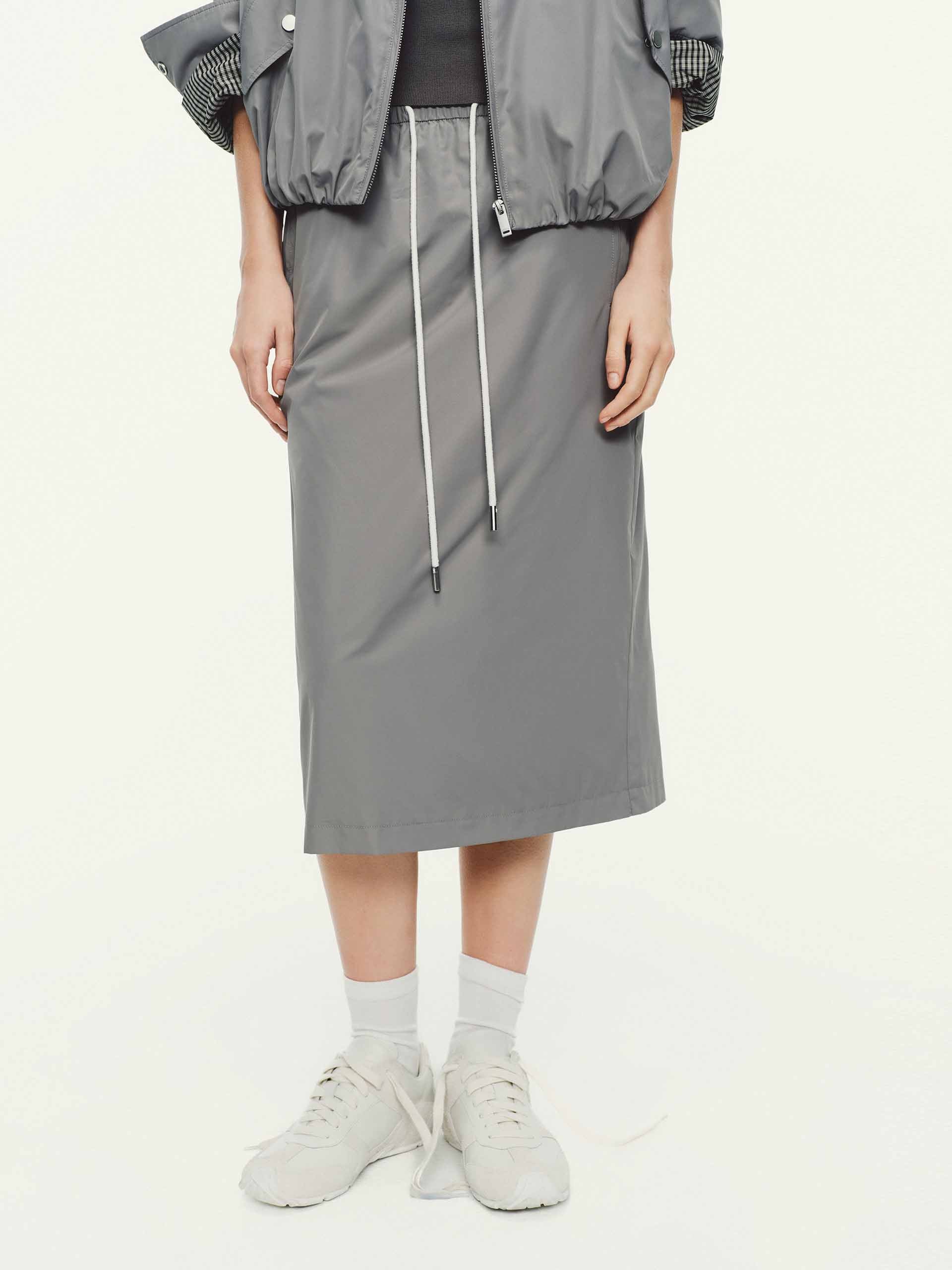 Drawstring Adjustable Midi Skirt