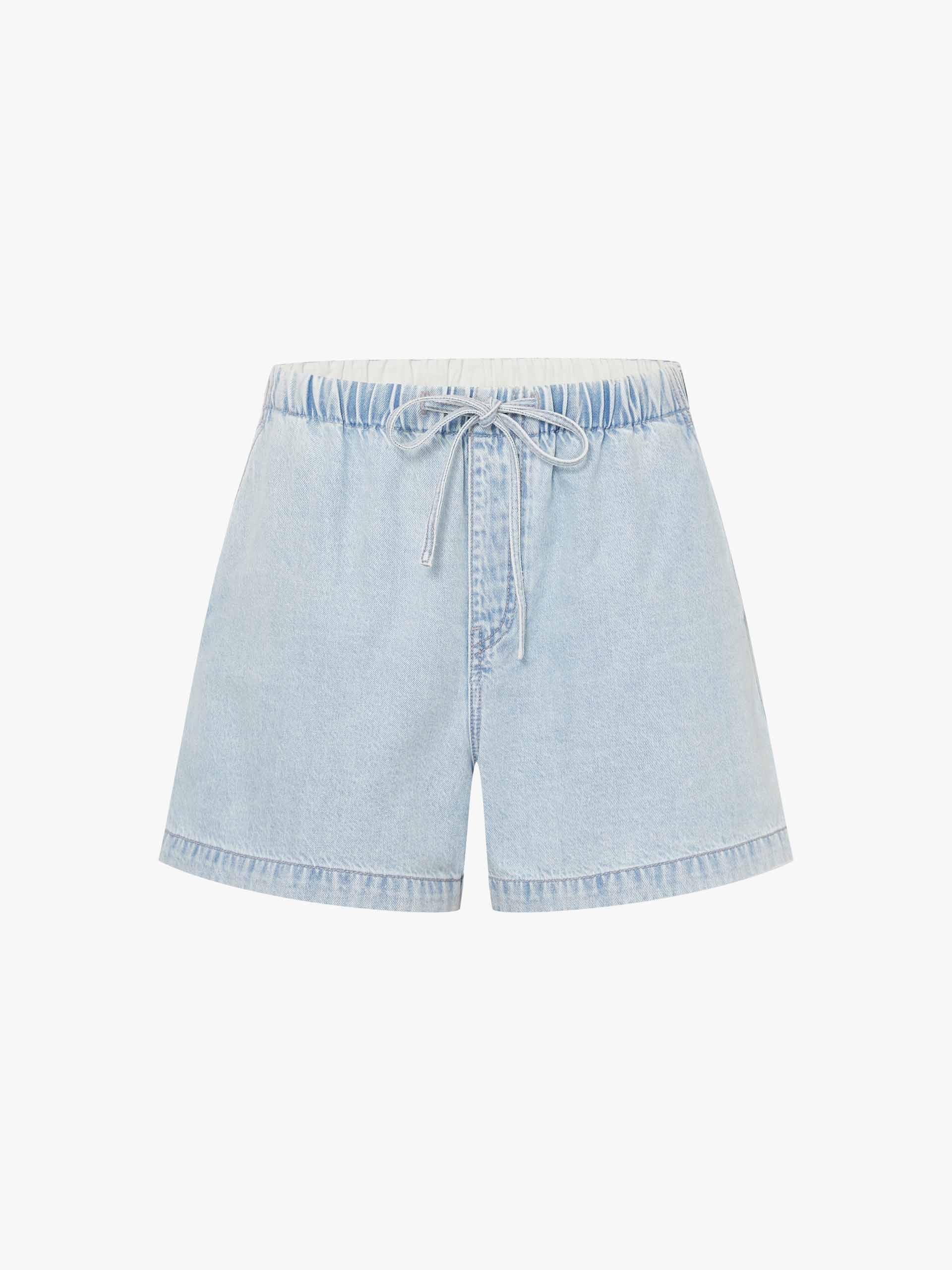 Drawstring Denim Washed Shorts - Image 5