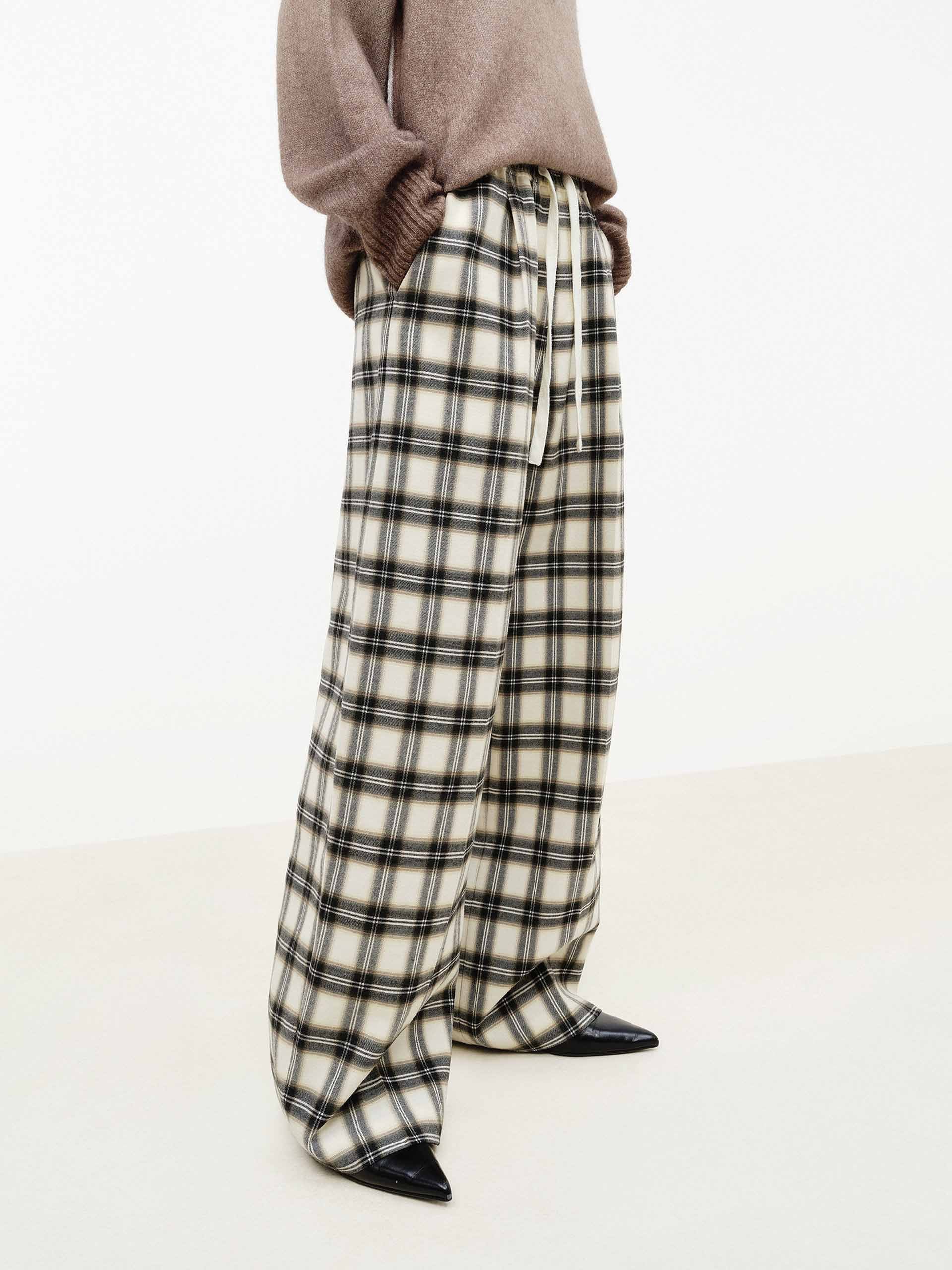 Drawstring Detail Plaid Pants - Image 3