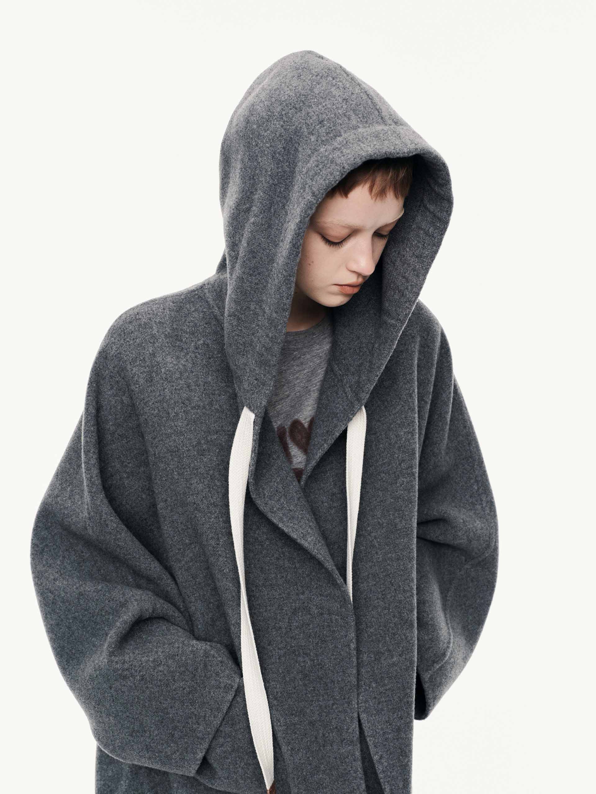 Drawstring Detail Wool Coat - Image 7
