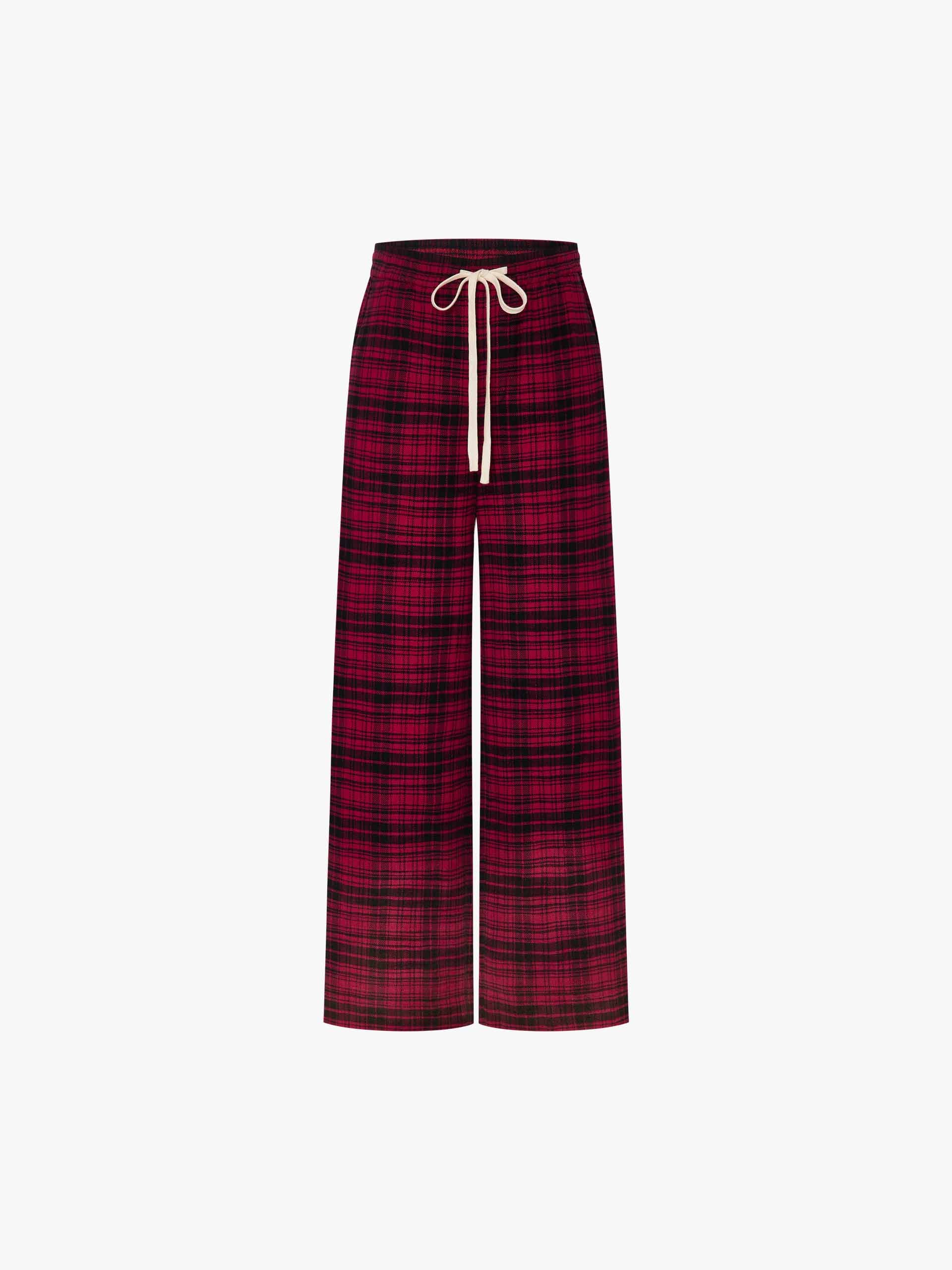 Drawstring Plaid Trousers - Image 5