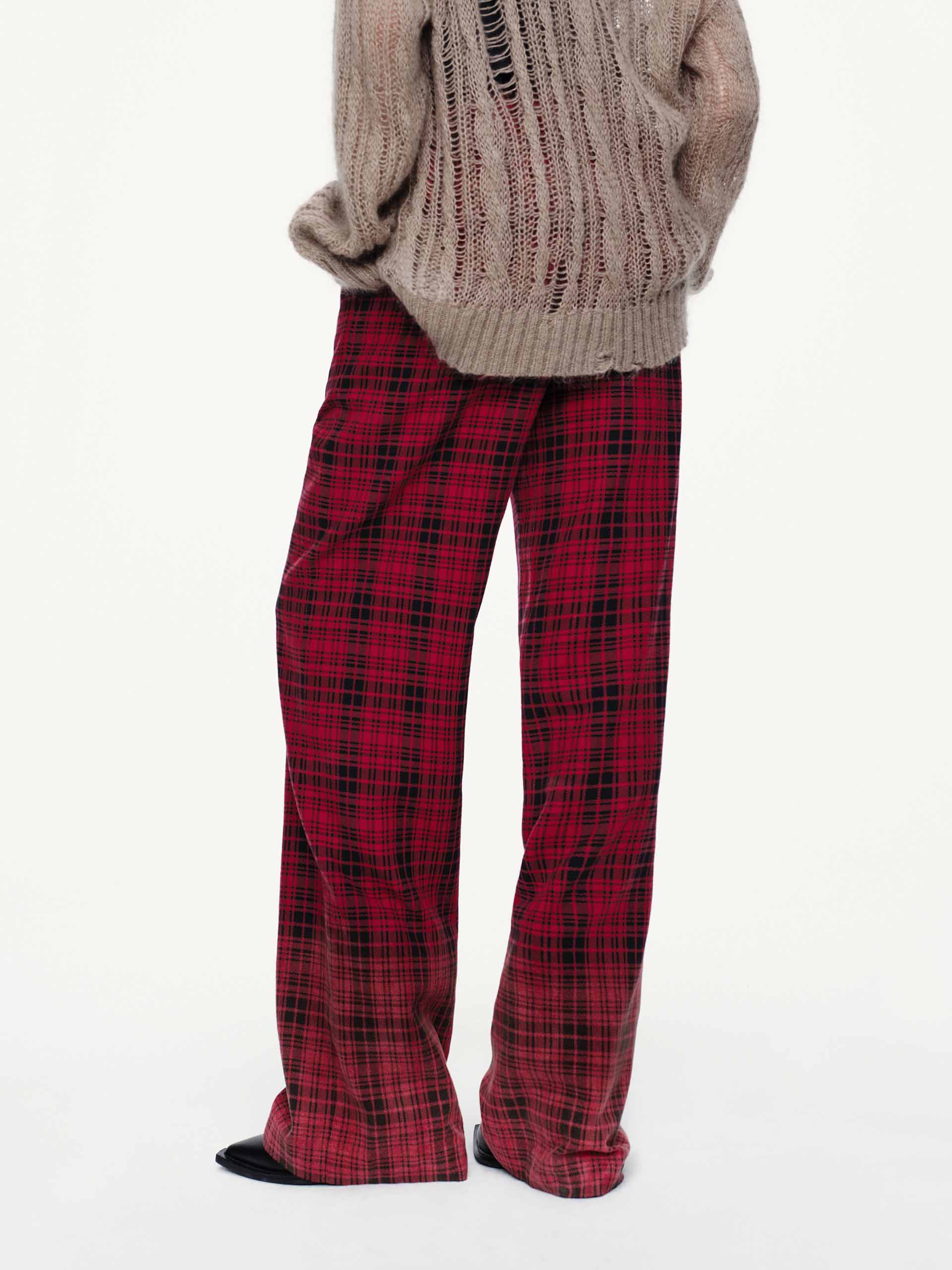 Drawstring Plaid Trousers - Image 6