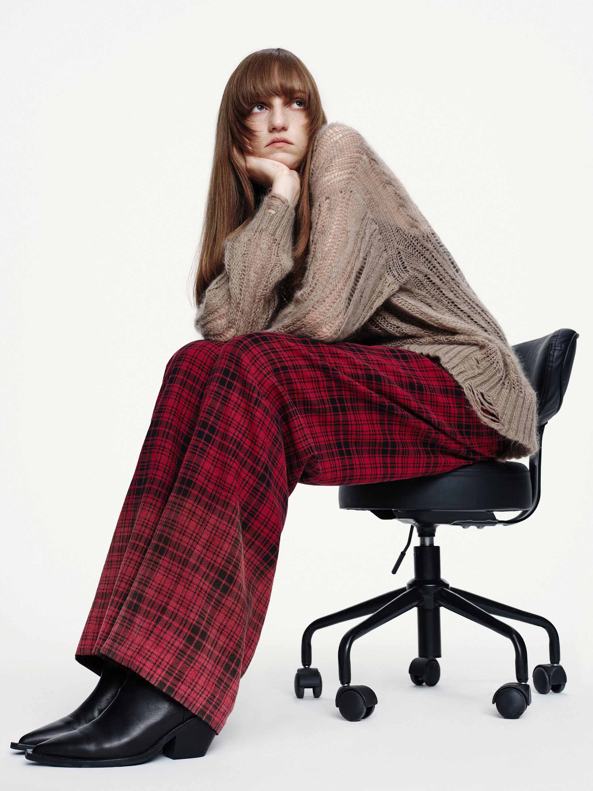 Drawstring Plaid Trousers - Image 8