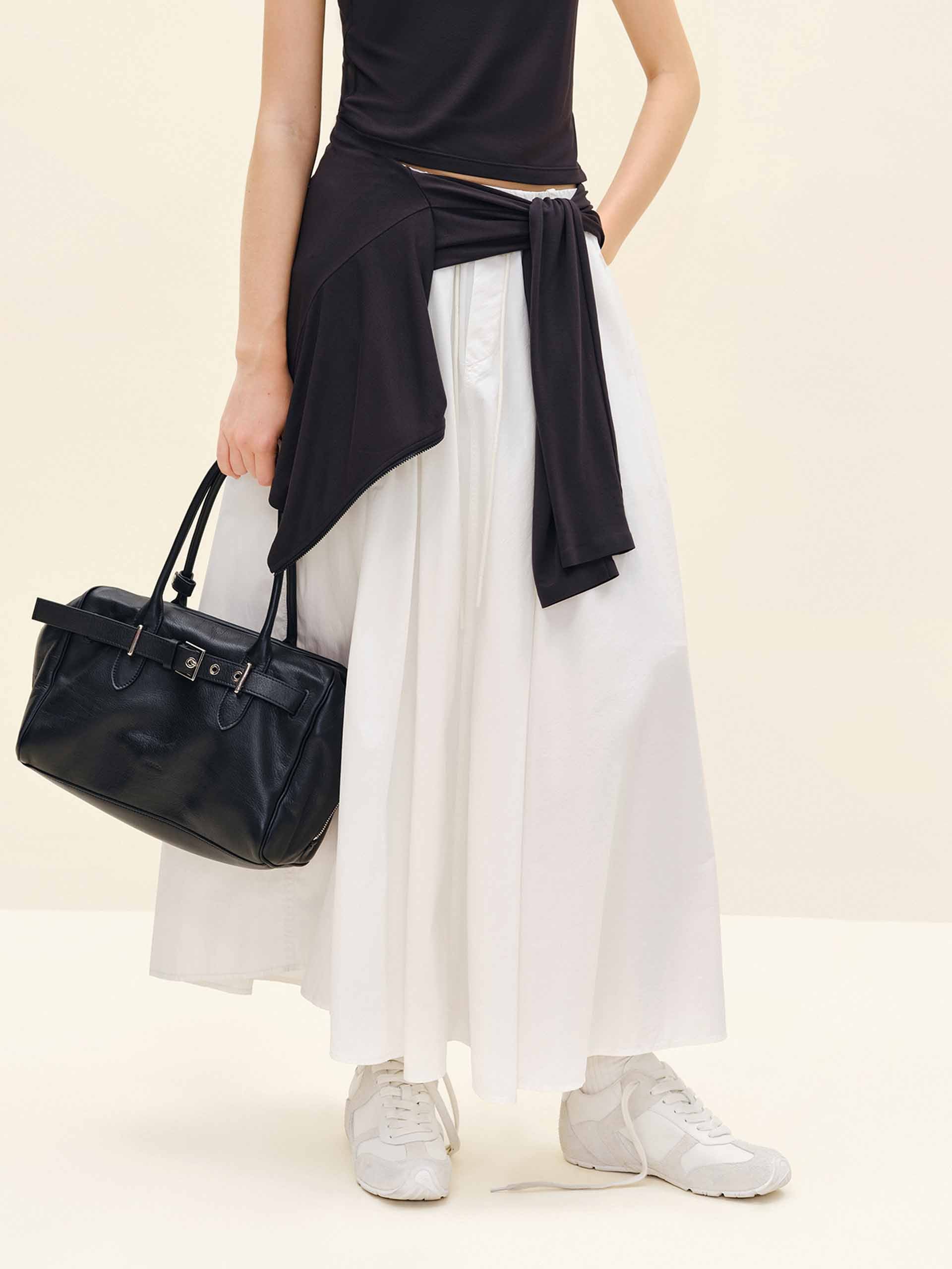 Drawstring Pleated Skirt - Image 3