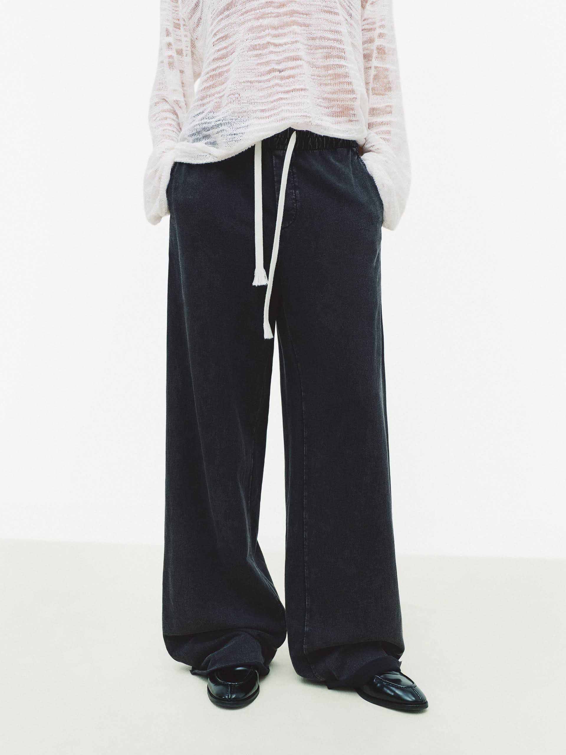 Drawstring Raw Hem Pants