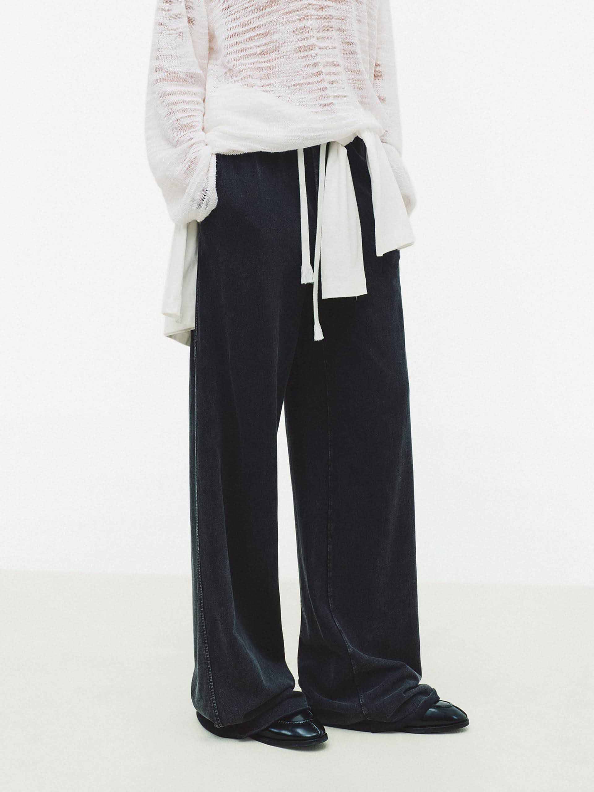 Drawstring Raw Hem Pants - Image 6