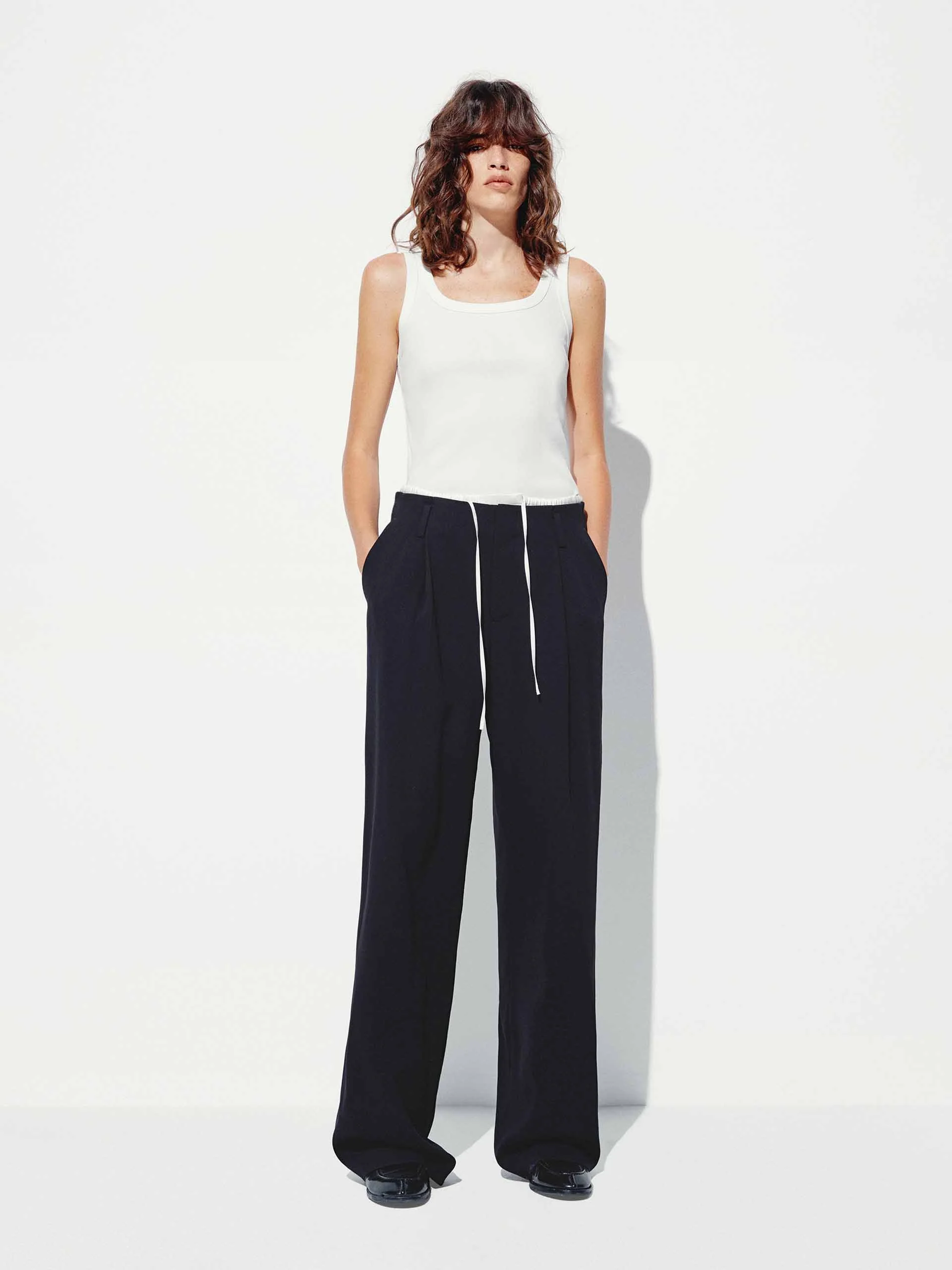 Drawstring Straight Trousers - Image 2