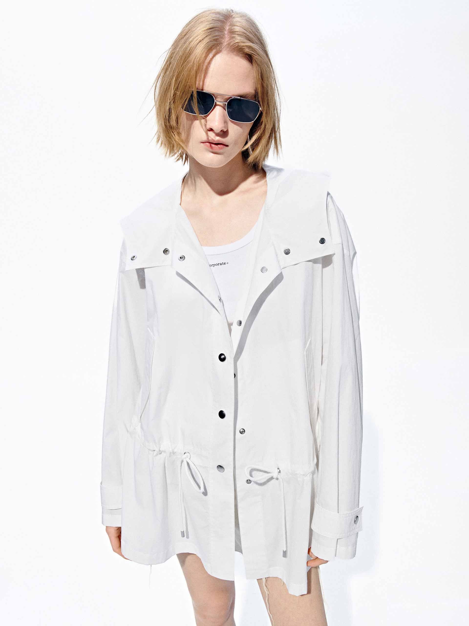 Drawstring Waist Cotton Jacket