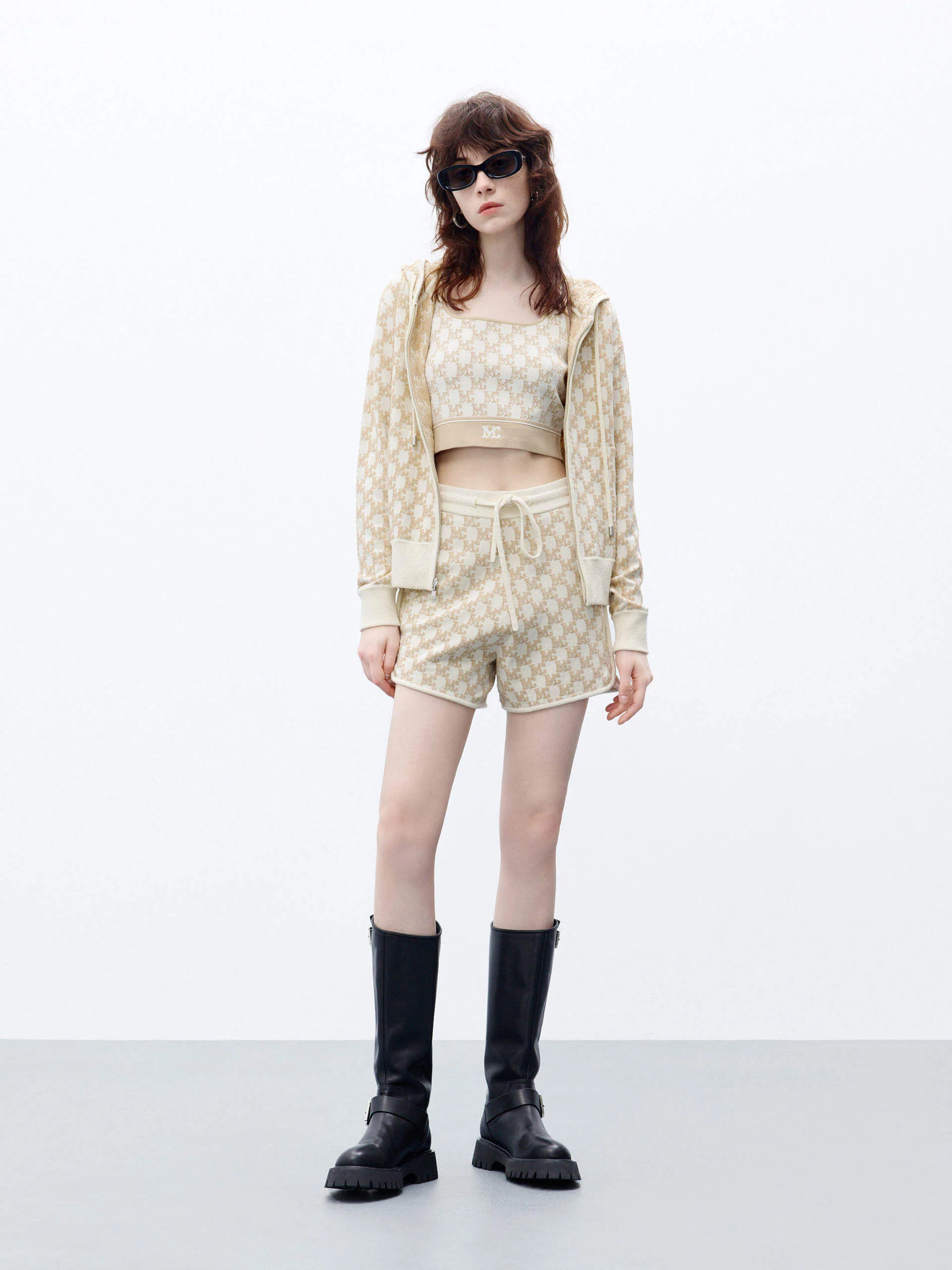 Drawstring Waist Monogram Shorts - Image 6