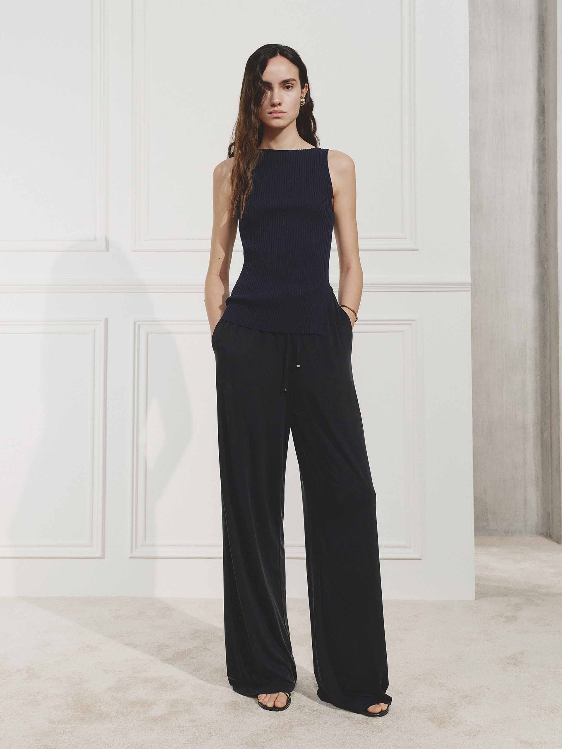 Drawstring Waist Soft Pants - Image 2