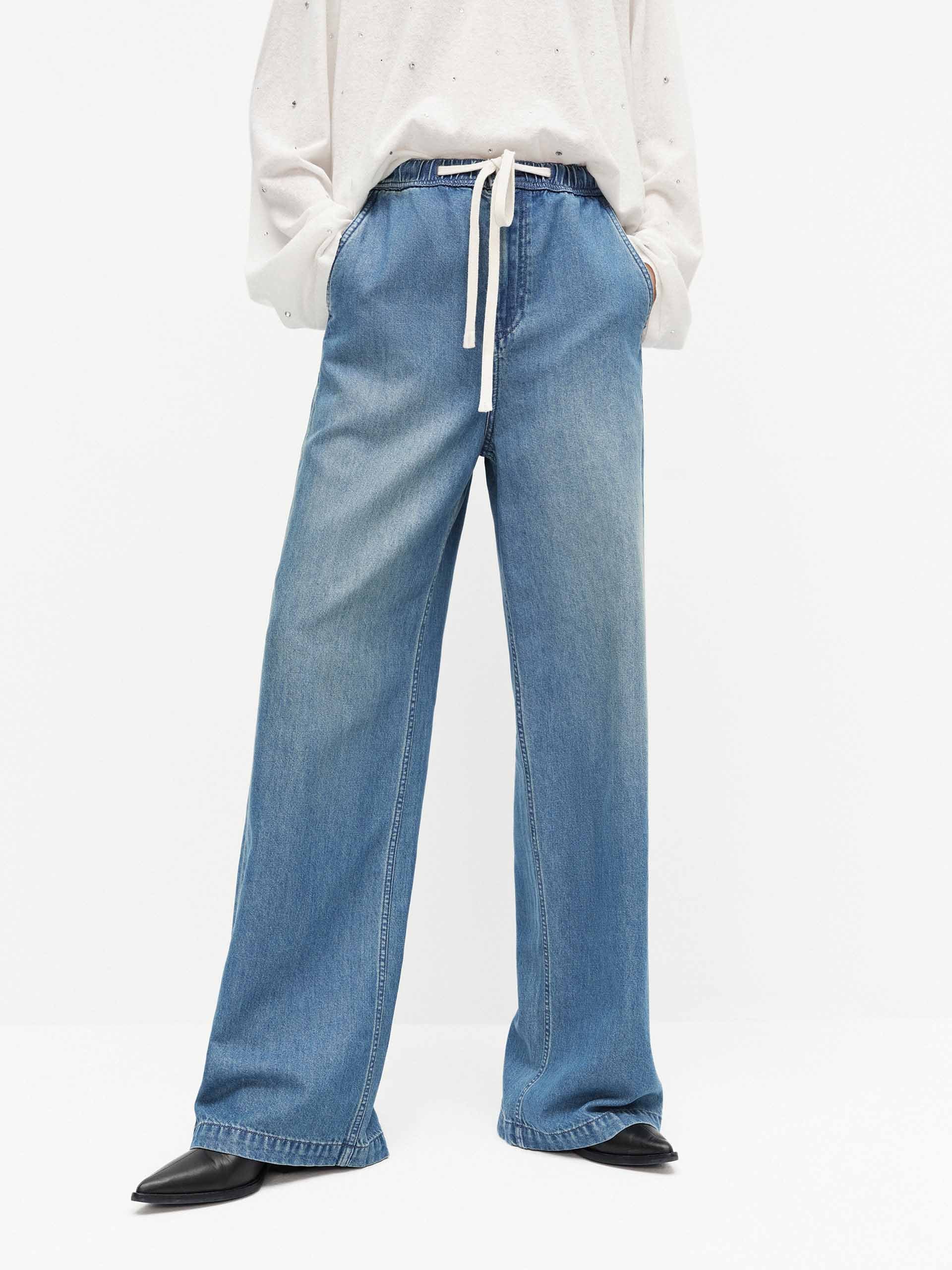 Drawstring Waist Straight Jeans