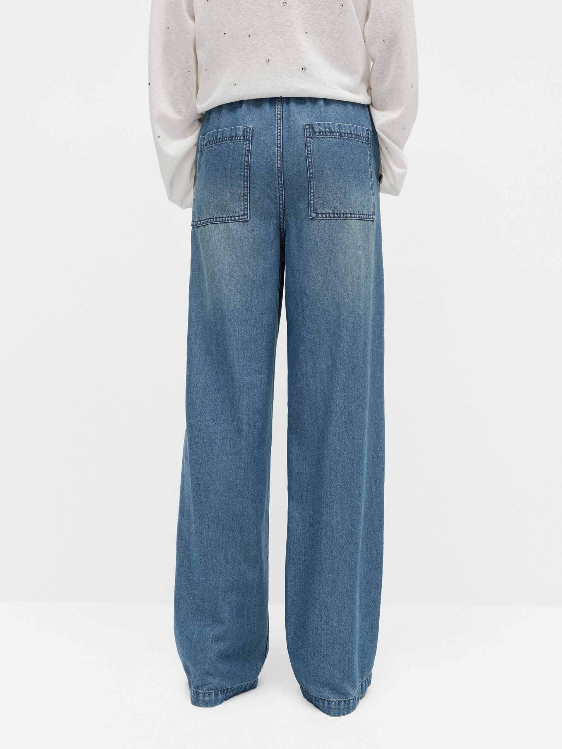 Drawstring Waist Straight Jeans - Image 3