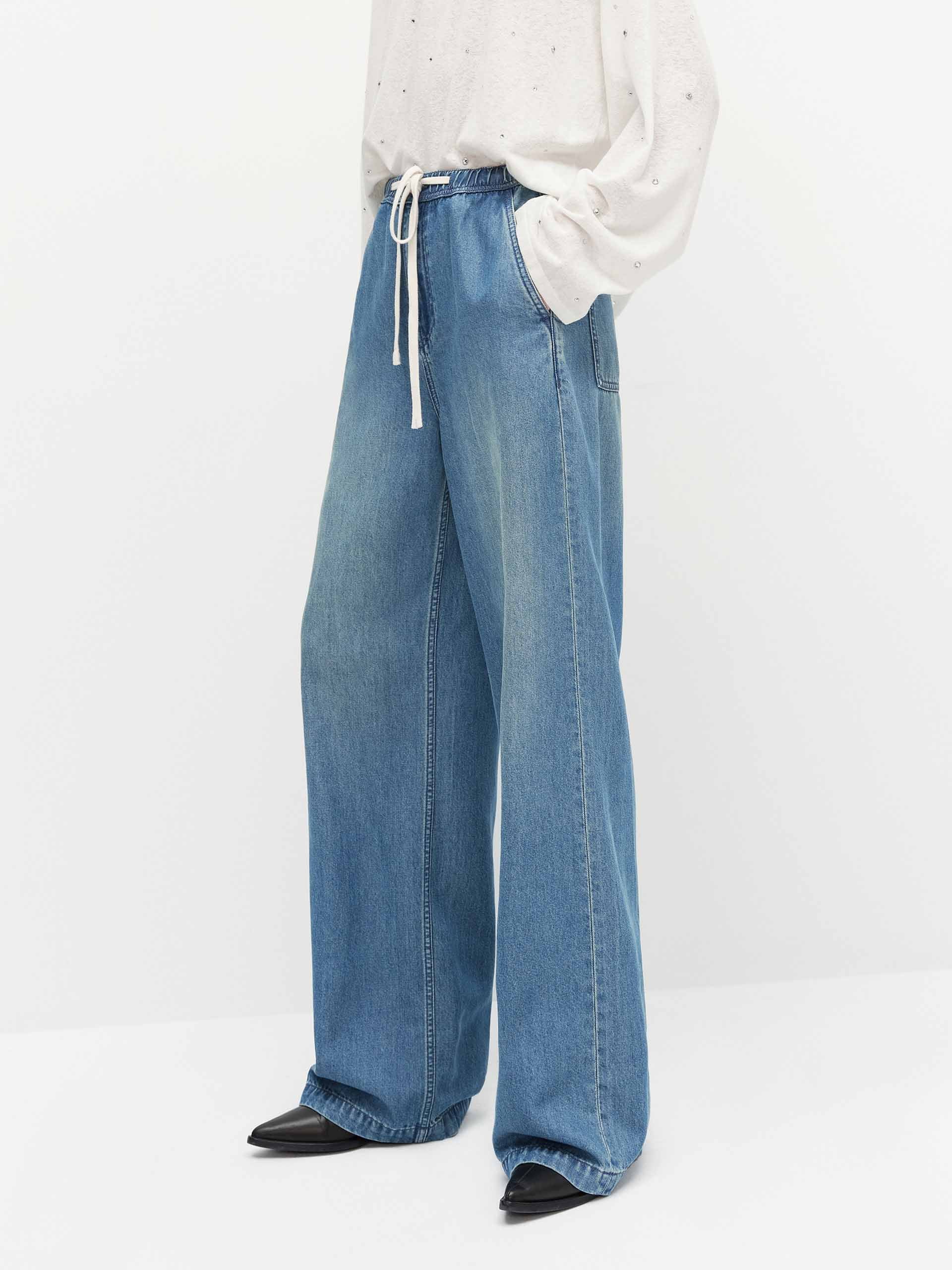 Drawstring Waist Straight Jeans - Image 6