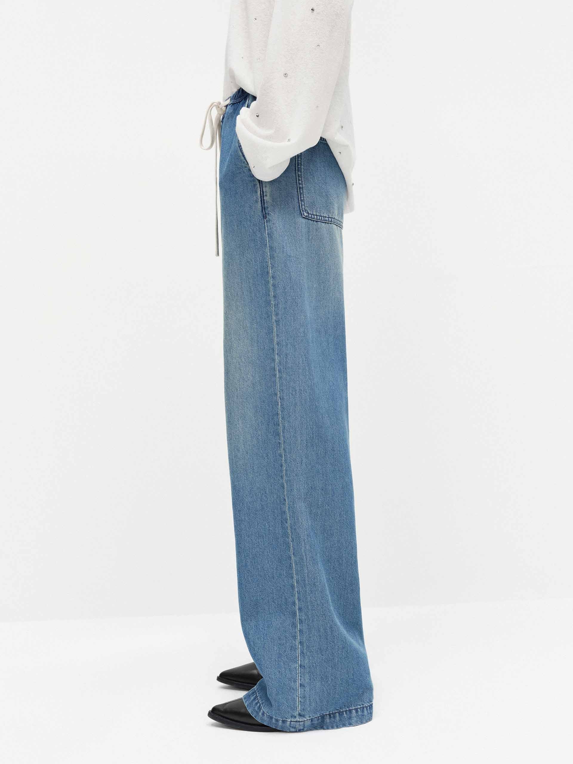 Drawstring Waist Straight Jeans - Image 7