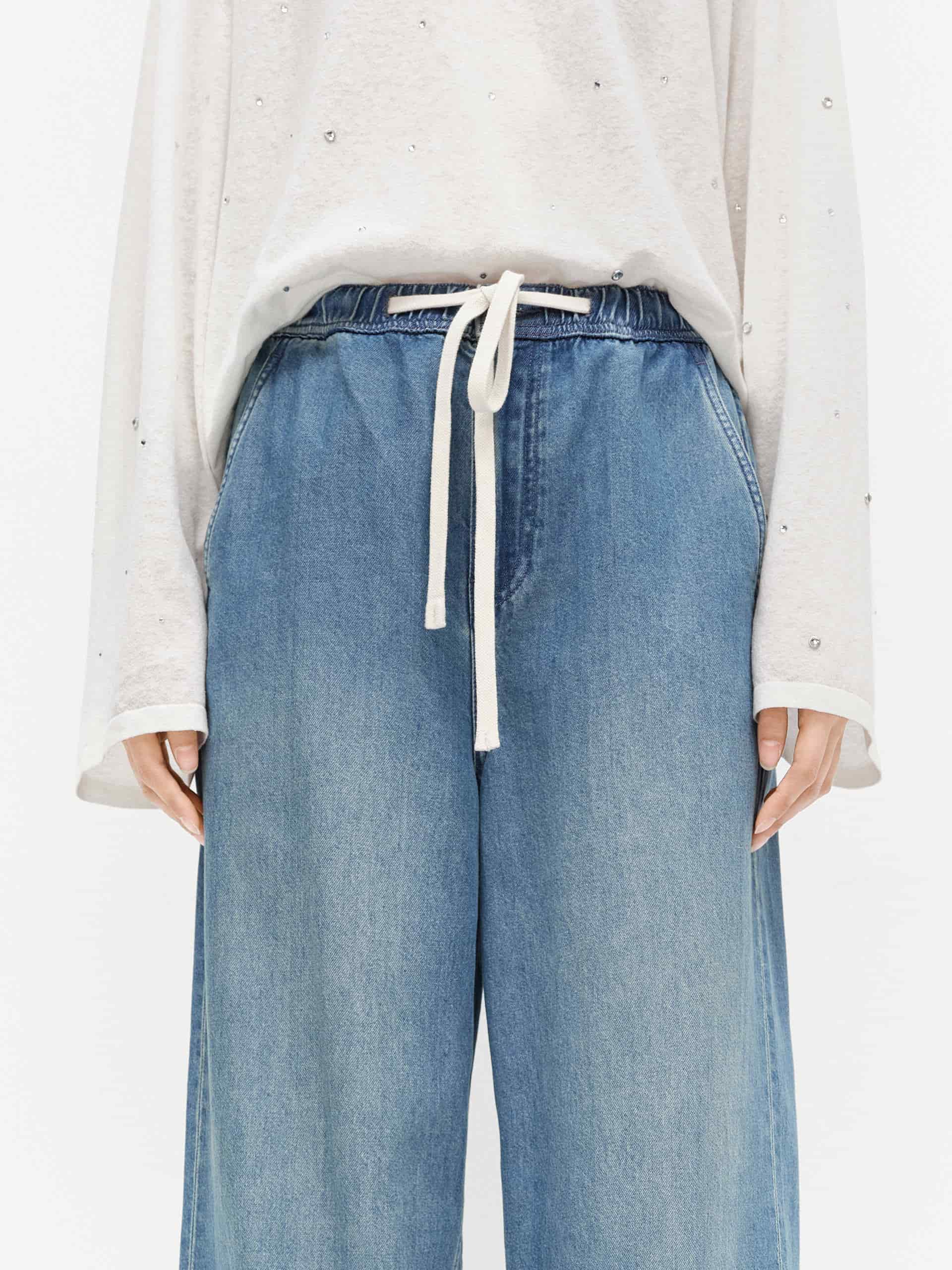 Drawstring Waist Straight Jeans - Image 8