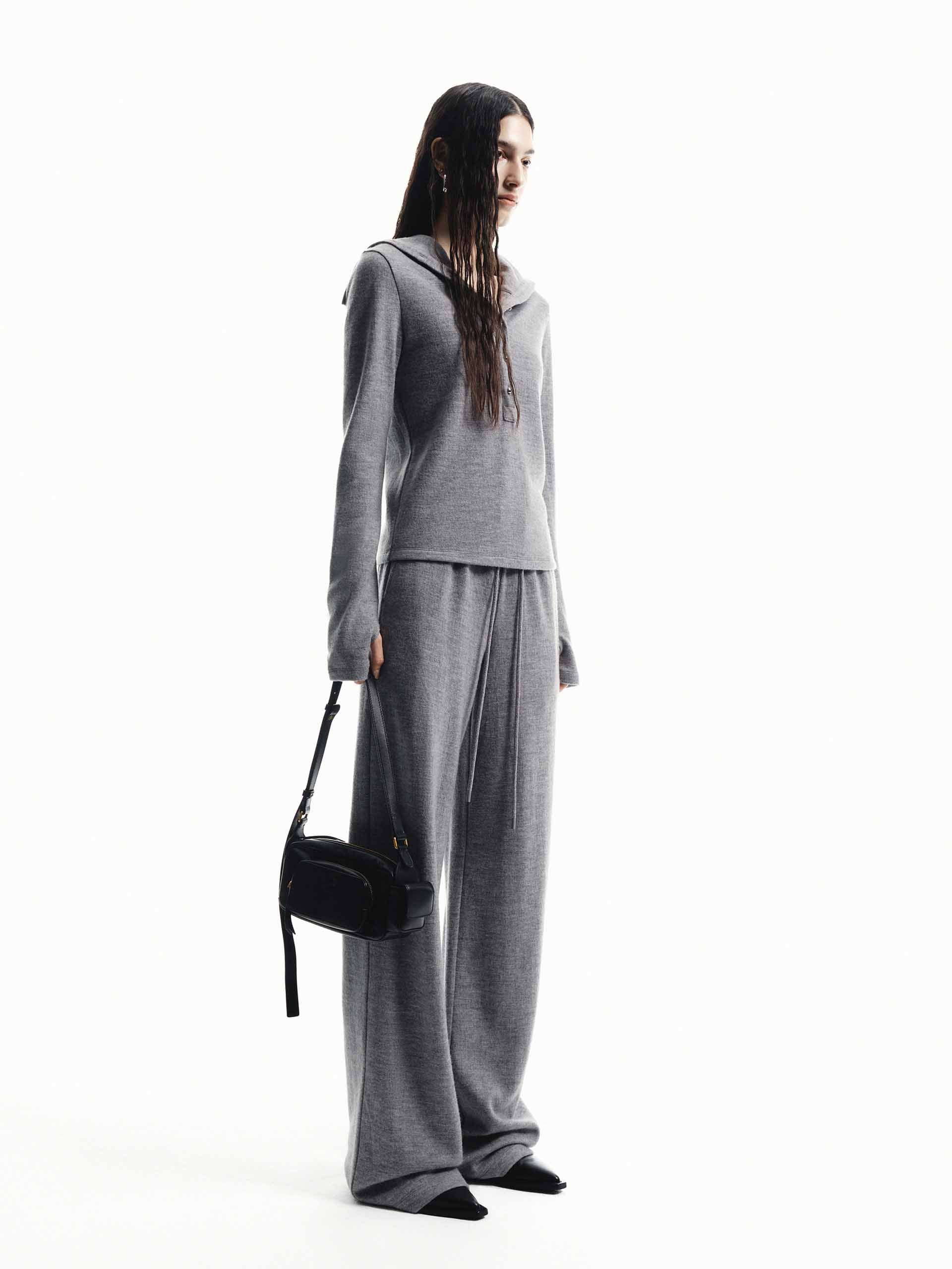 Drawstring Waist Wool Pants - Image 2